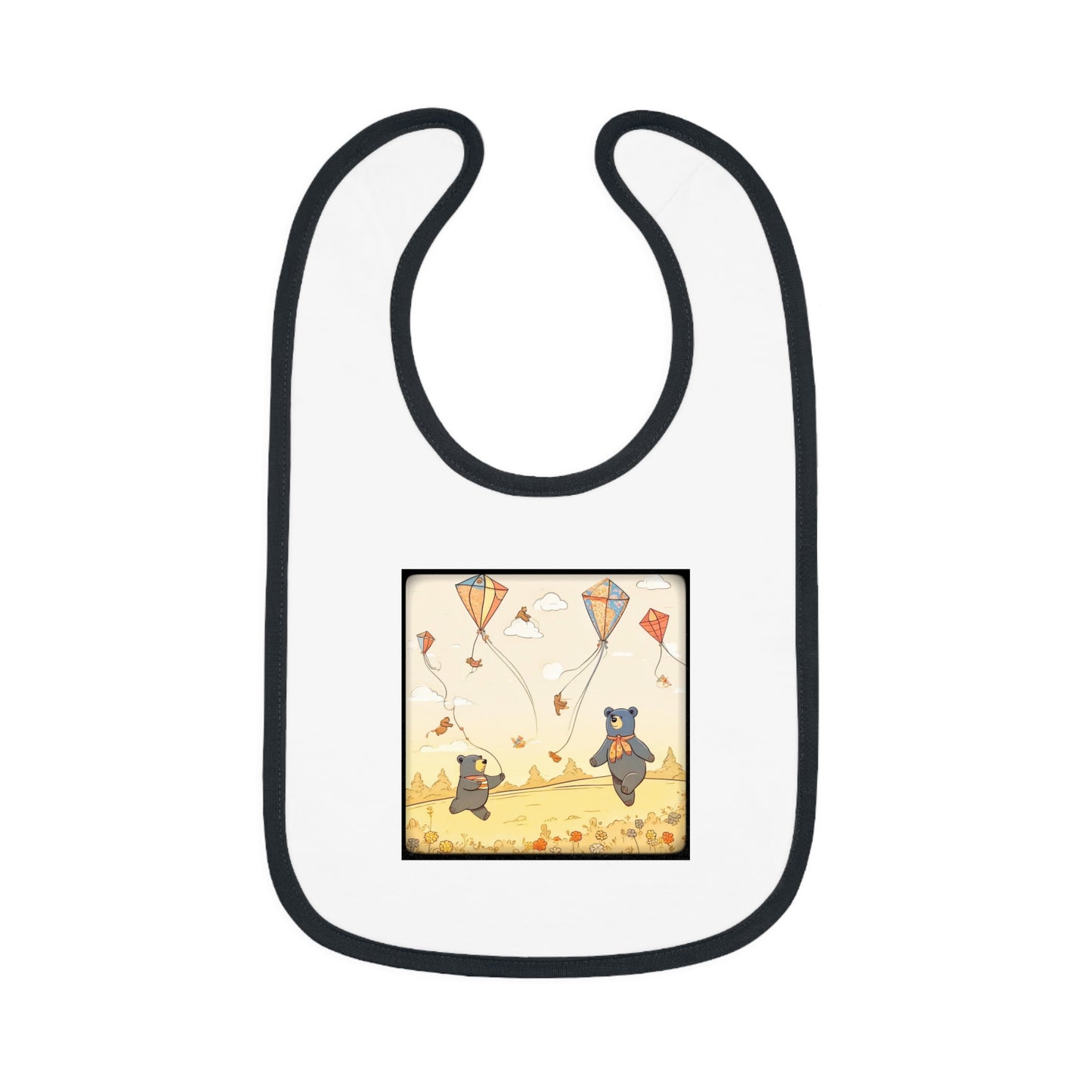 Bears and Kites Baby Contrast Trim Jersey Bib