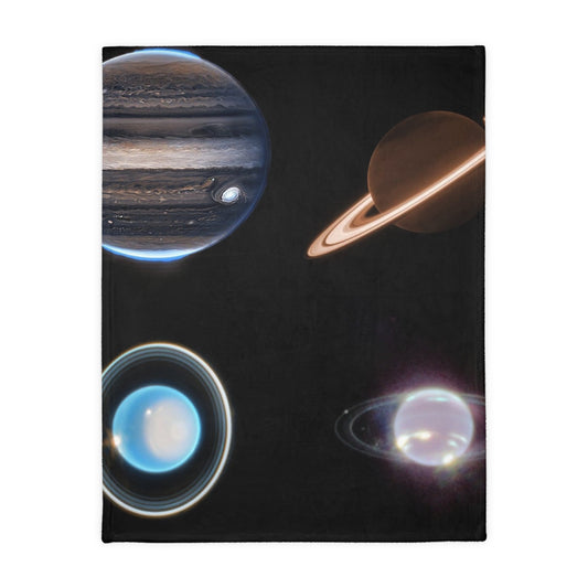 Space Planets Velveteen Microfiber Blanket (Two-sided print)