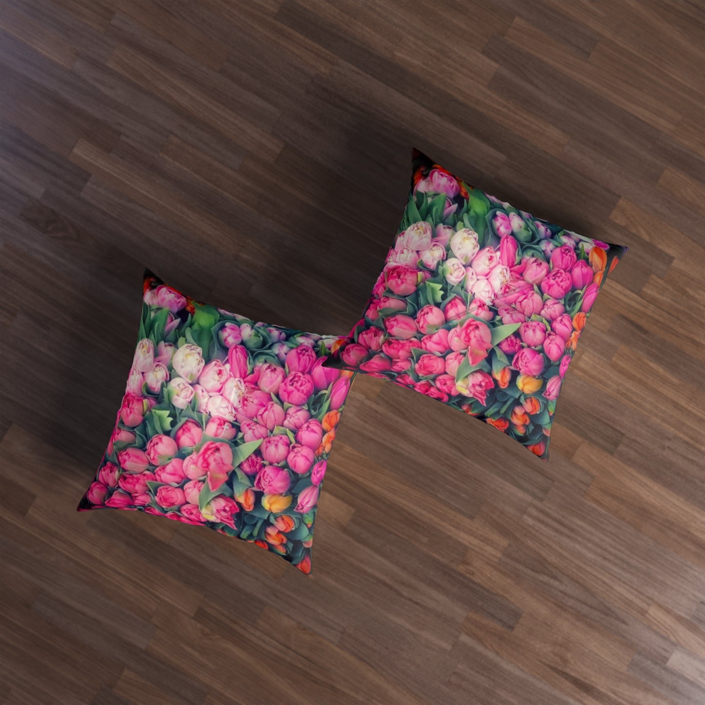 Roses Abundance Series Tufted Floor Pillow, Square