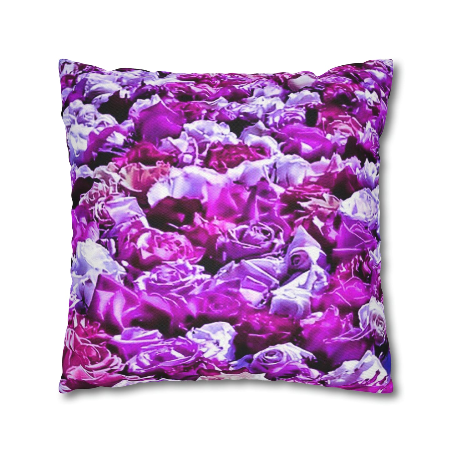 Pink Roses Spun Polyester Square Pillowcase