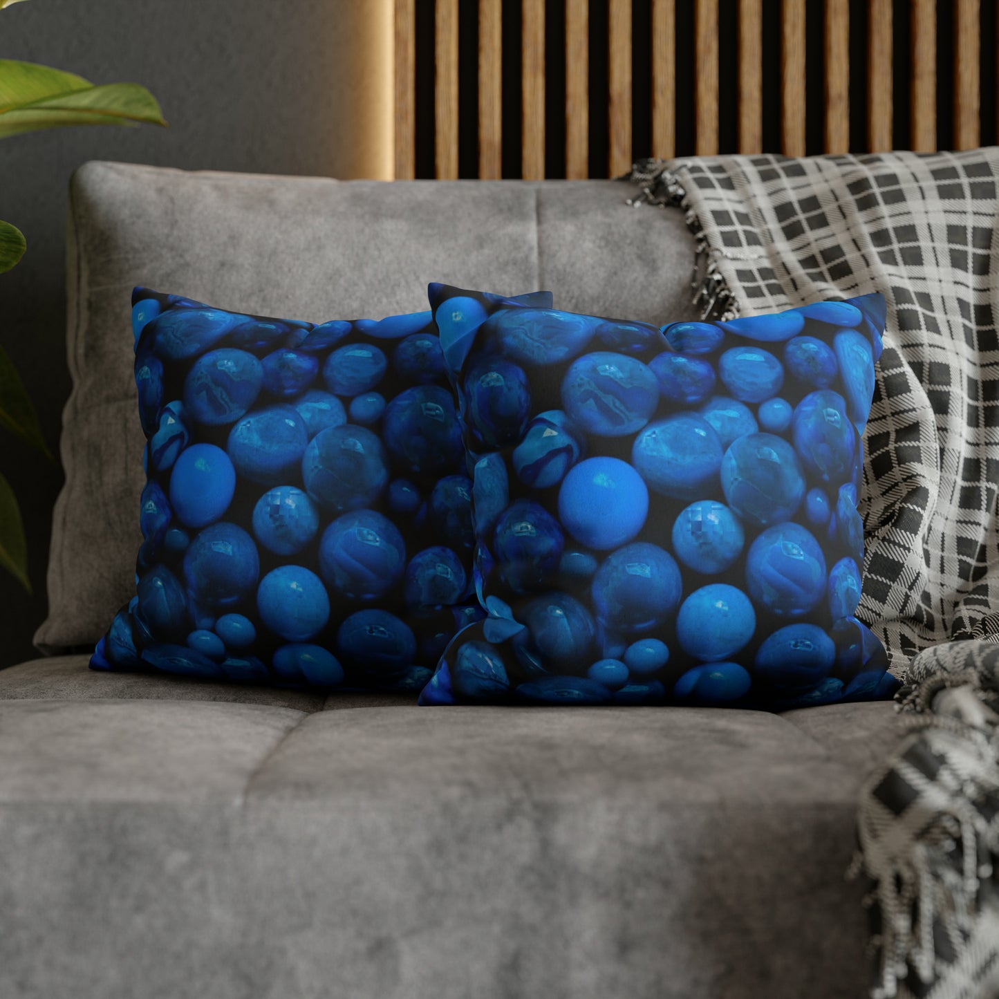 Blue Marbles Faux Suede Square Pillowcase