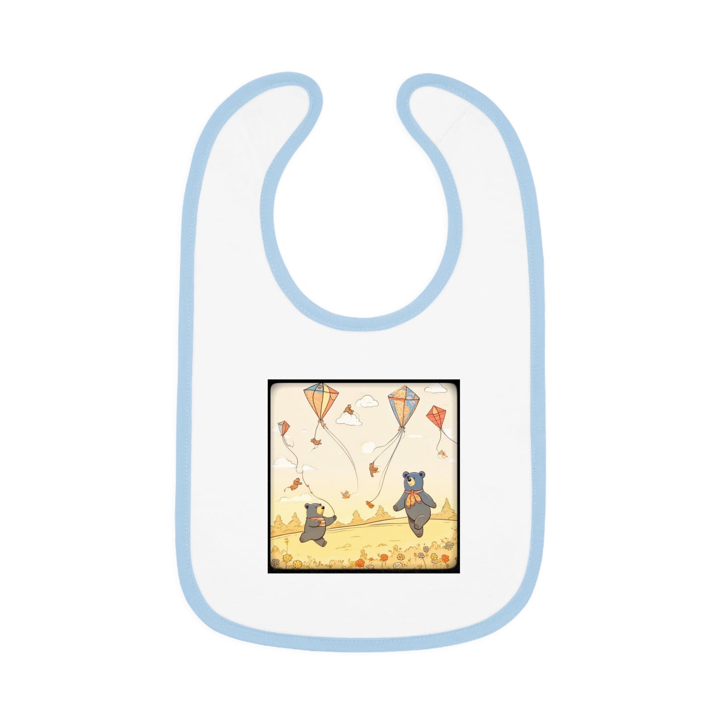 Bears and Kites Baby Contrast Trim Jersey Bib