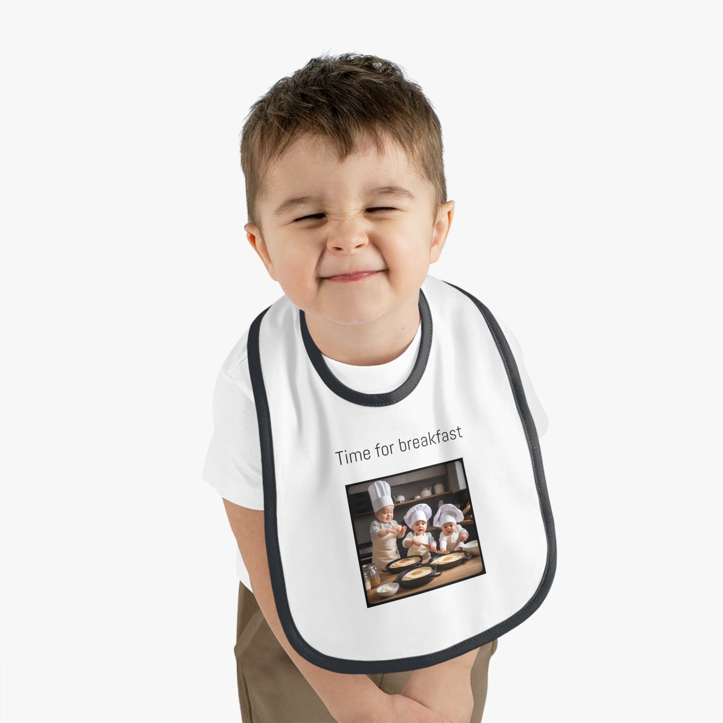 Pancakes Baby Contrast Trim Jersey Bib