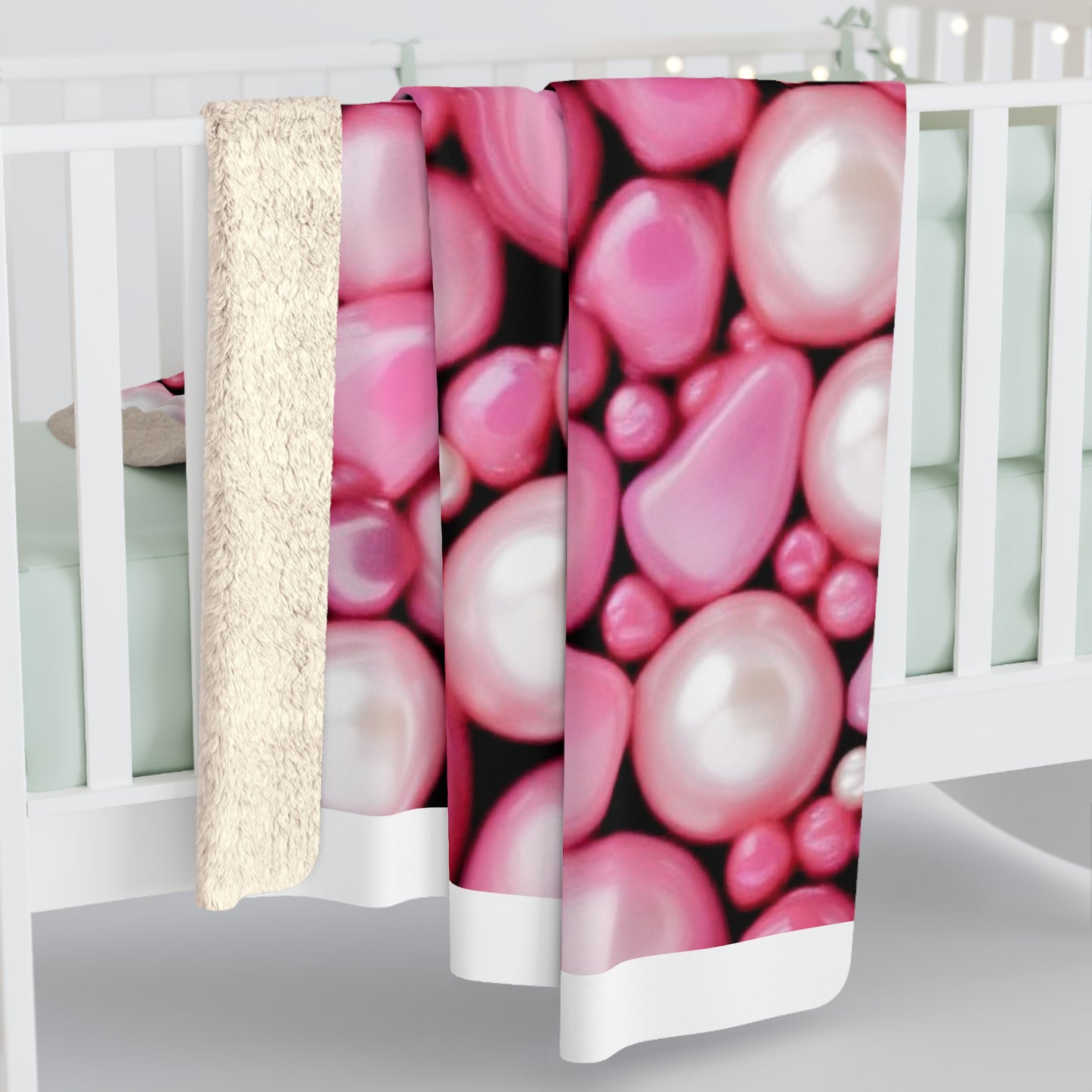 Pearls and Pink Sherpa Fleece Blanket