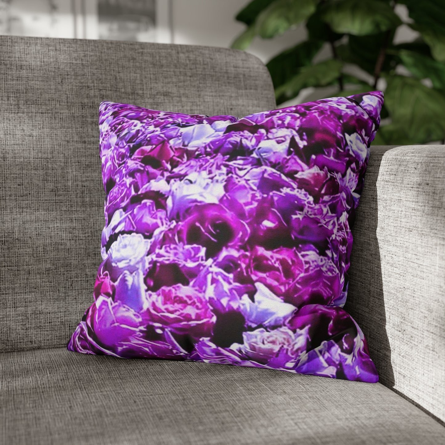 Pink Roses Spun Polyester Square Pillowcase