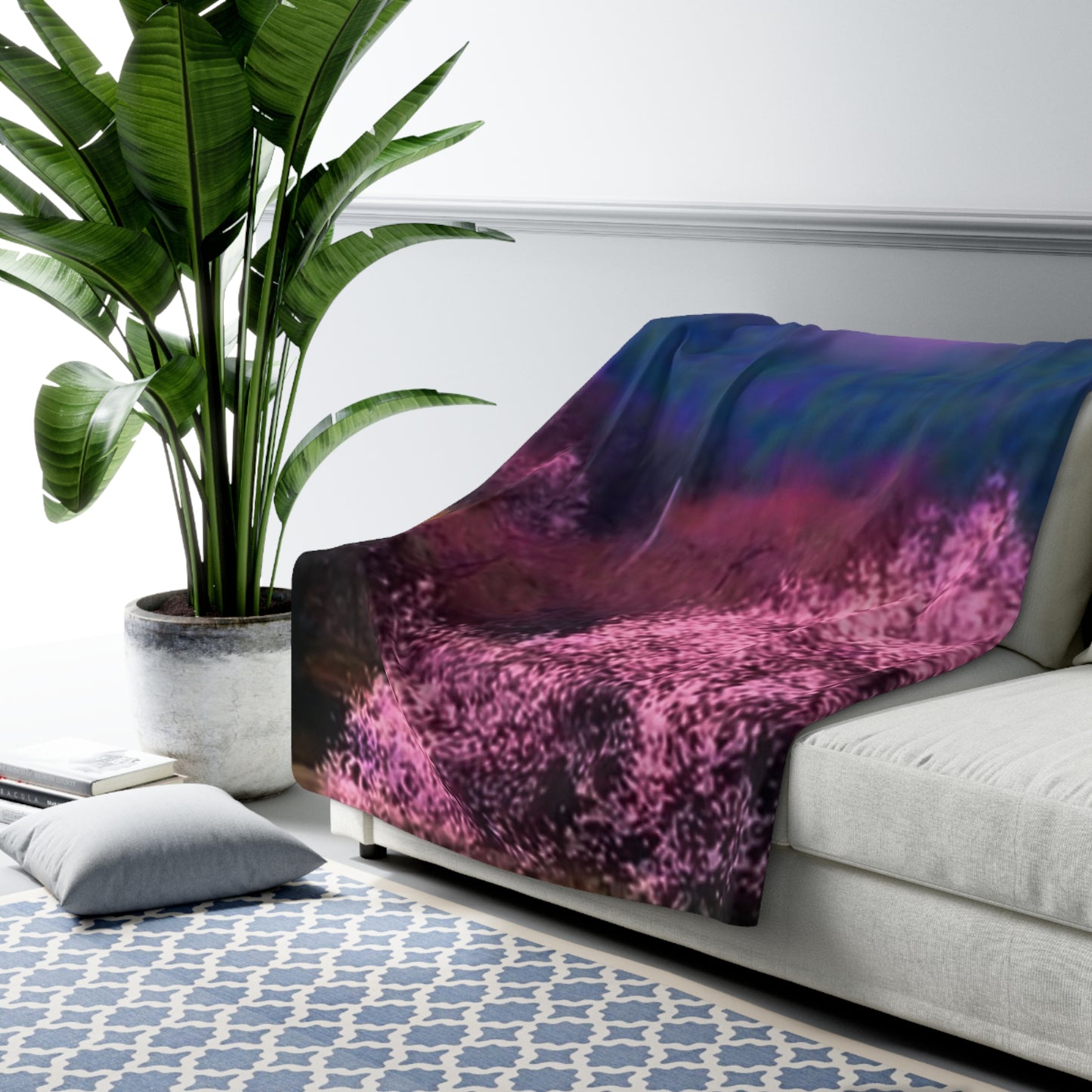 Pink forest Sherpa Fleece Blanket