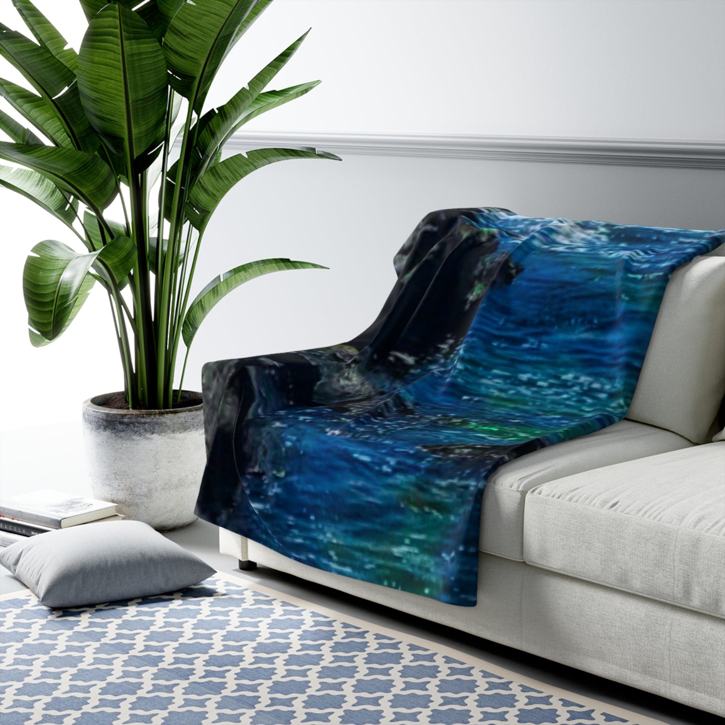 Deep Blue Marble Ocean Sherpa Fleece Blanket