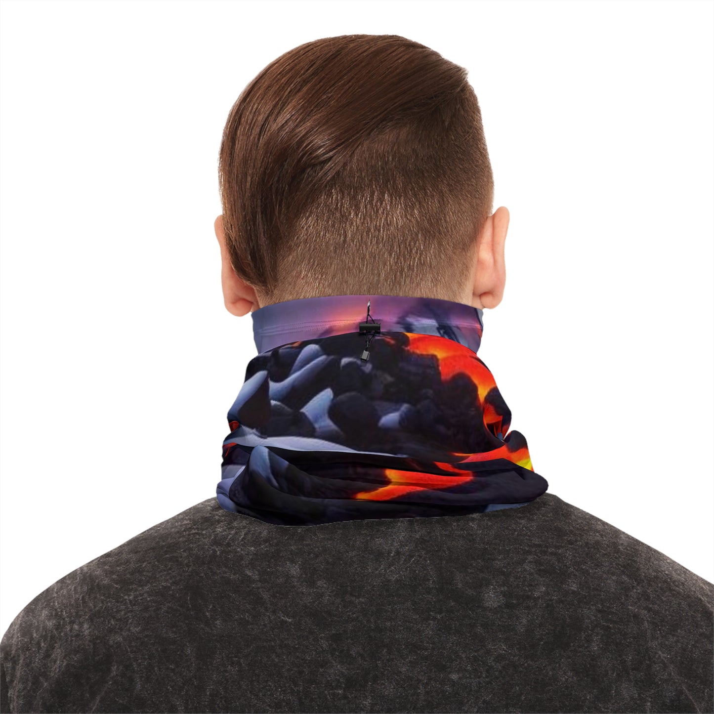 Fire and Ice Winter Neck Gaiter With Drawstring