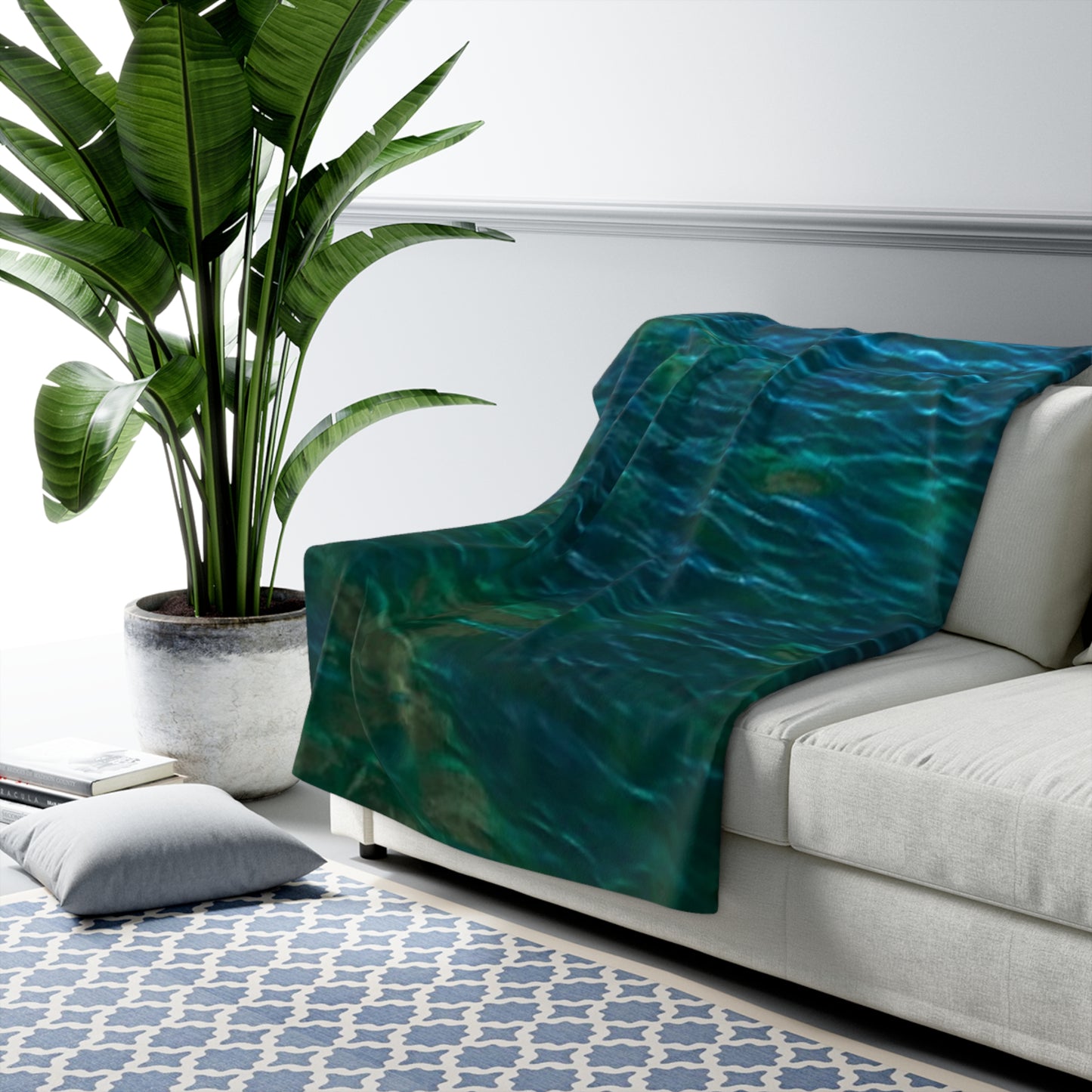 Deep Sea Green Sherpa Fleece Blanket