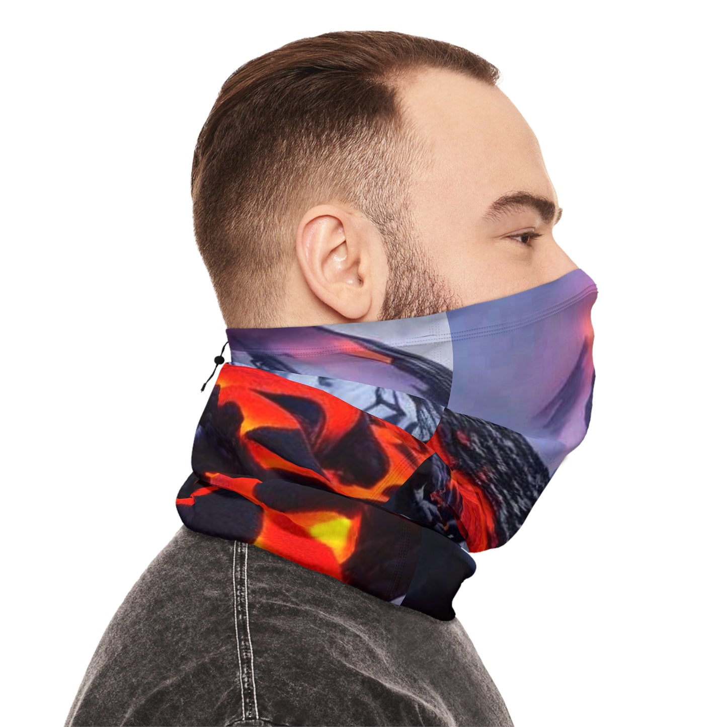 Fire and Ice Winter Neck Gaiter With Drawstring