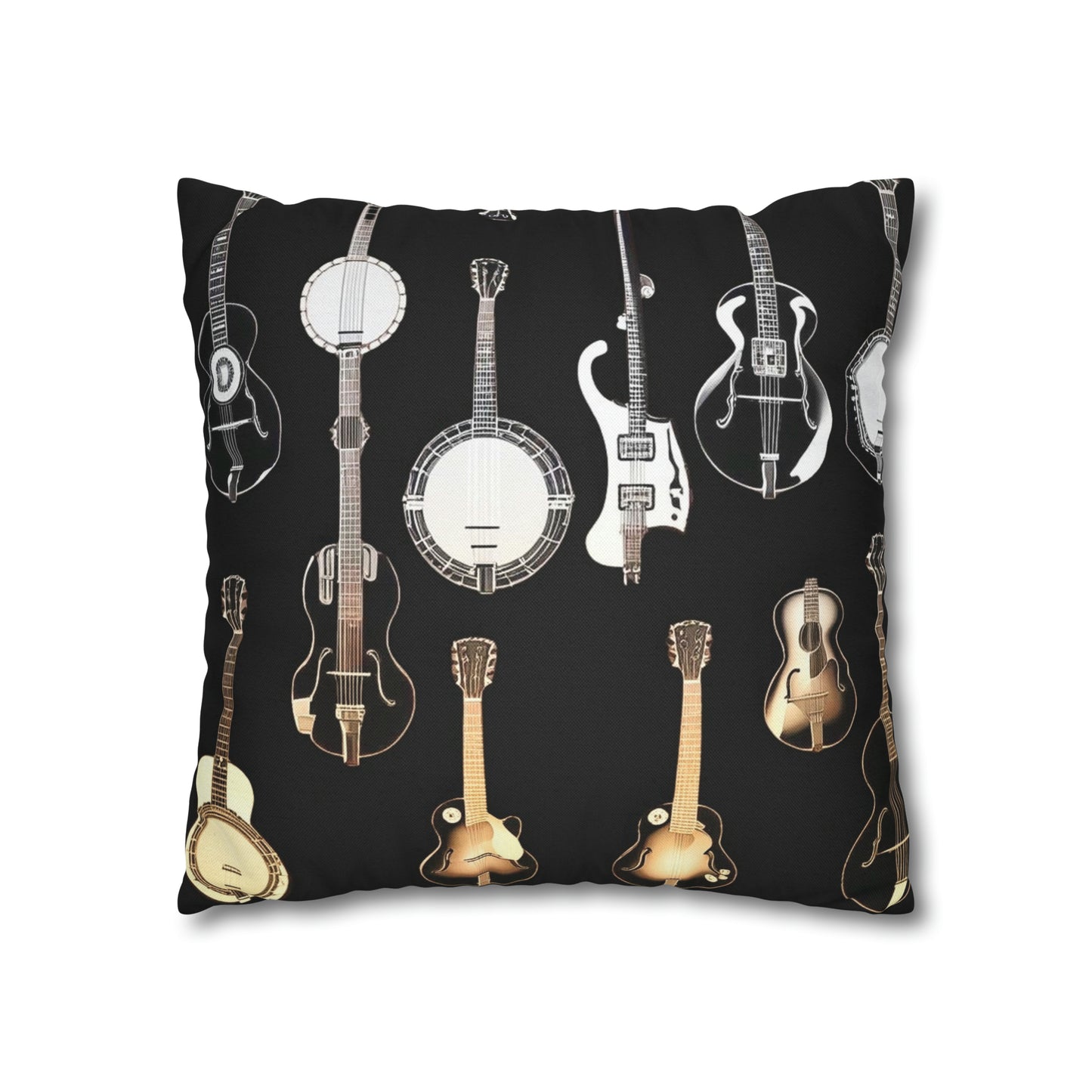 Banjos Guitars Spun Polyester Square Pillowcase