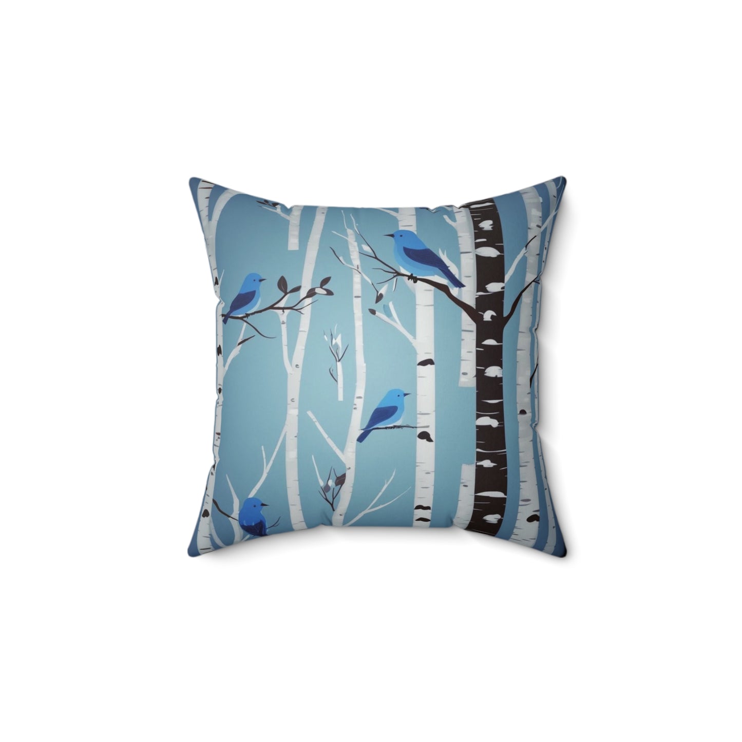 Birds in Birches Spun Polyester Square Pillow