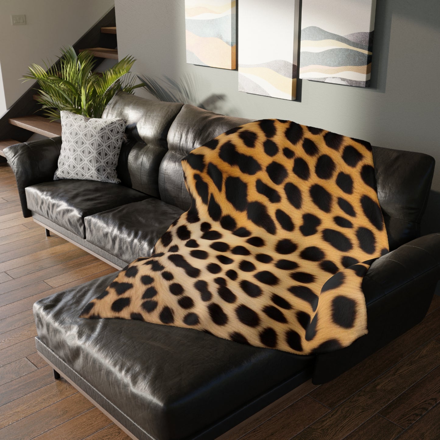 Cheetah fur Velveteen Microfiber Blanket (Two-sided print)