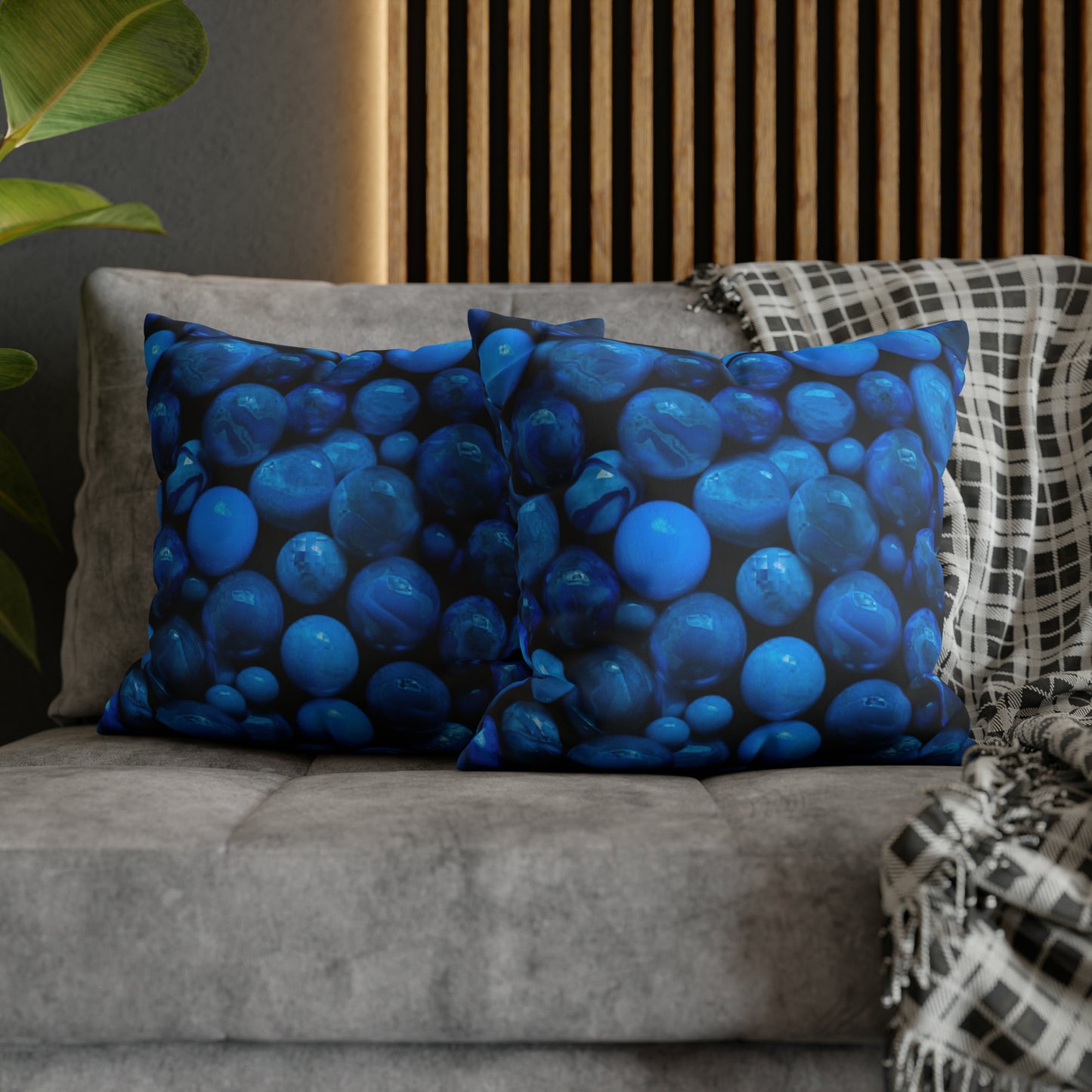 Blue Marbles Faux Suede Square Pillowcase