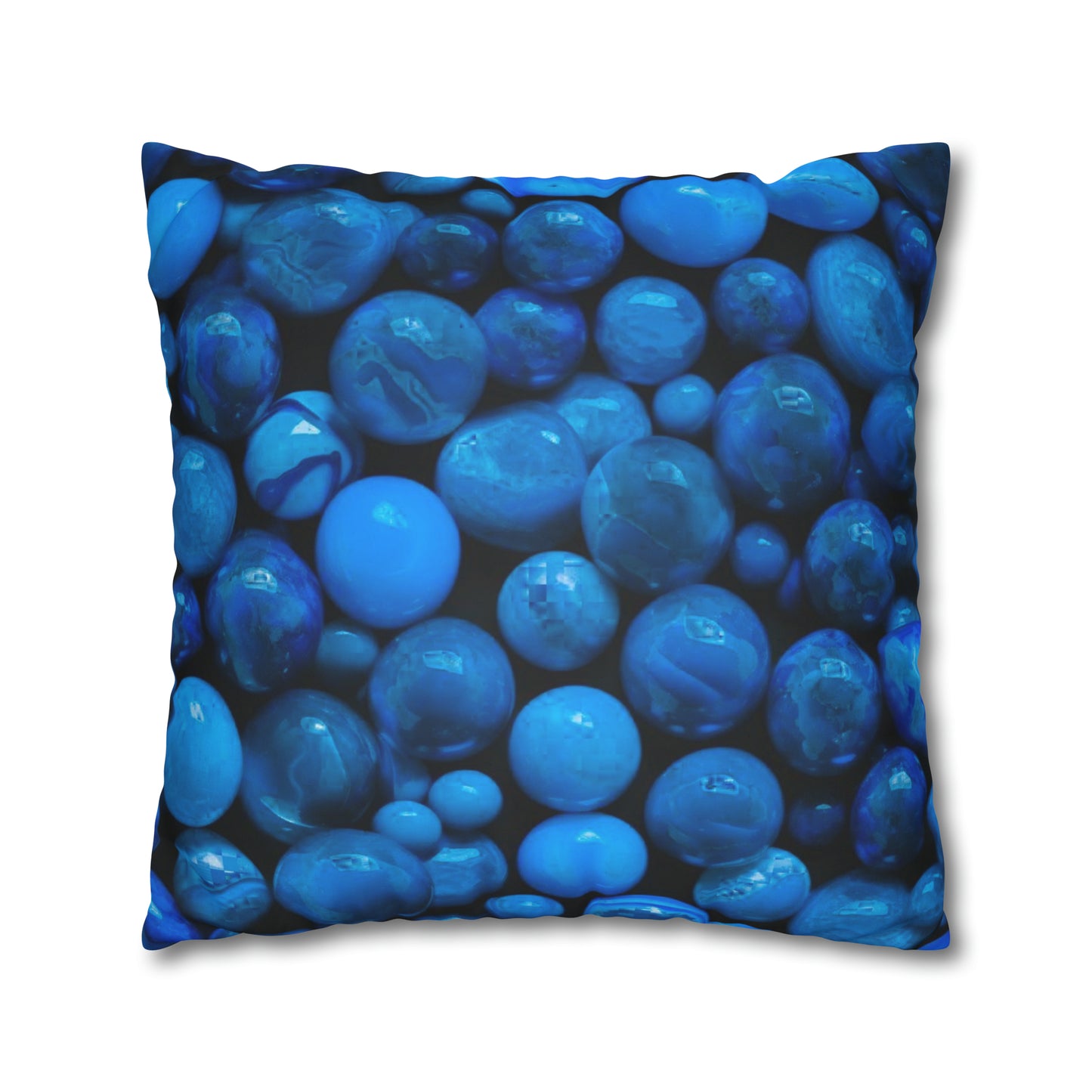 Blue Marbles Faux Suede Square Pillowcase