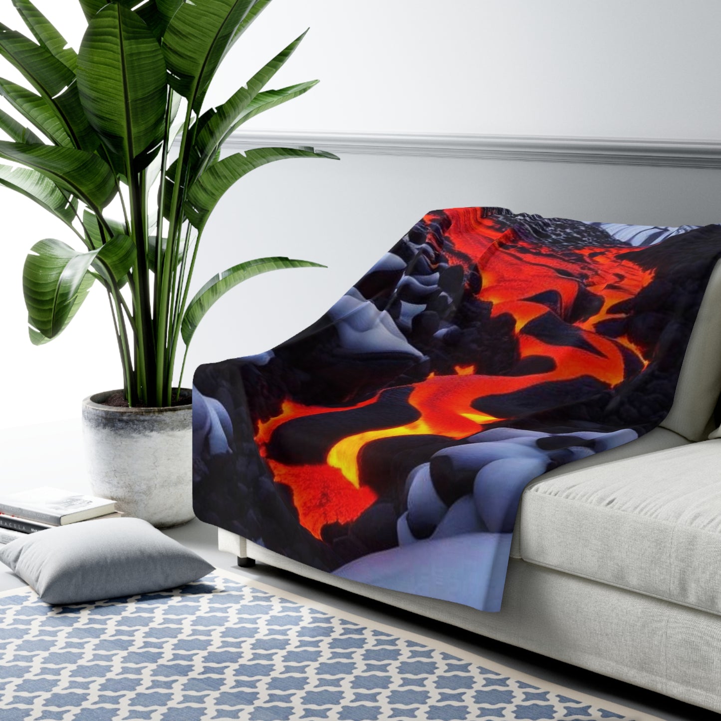 Fire and Ice Sherpa Fleece Blanket