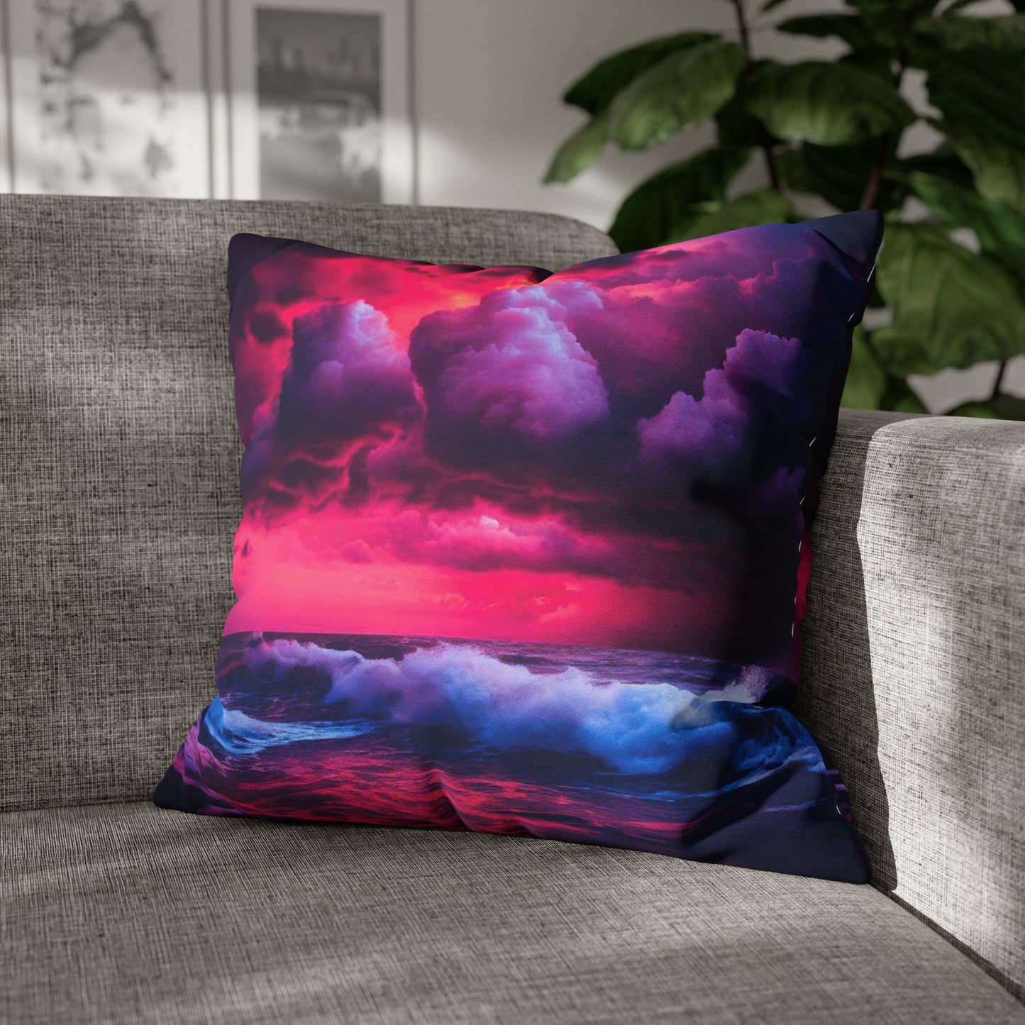 Fire Sky Spun Polyester Square Pillowcase