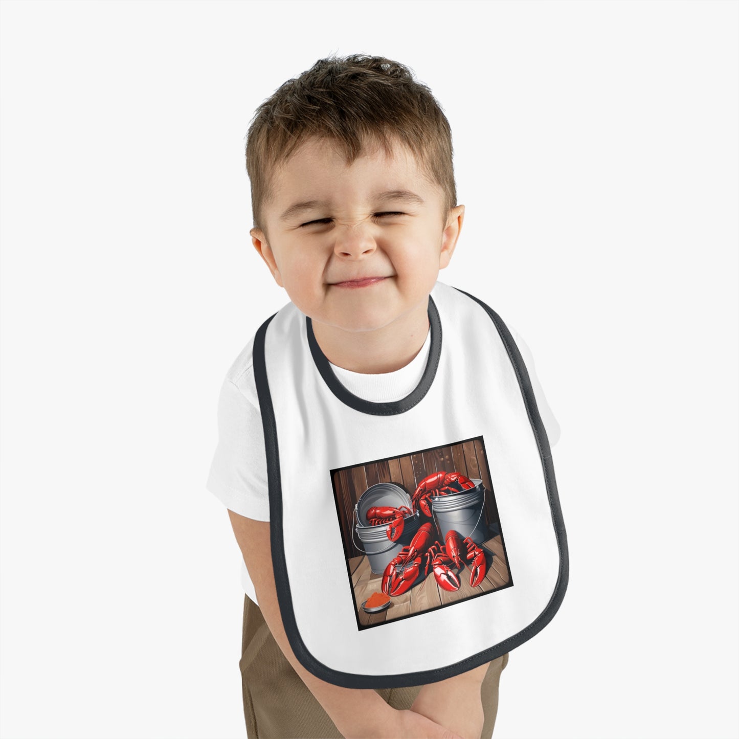 Lobster Baby Contrast Trim Jersey Bib