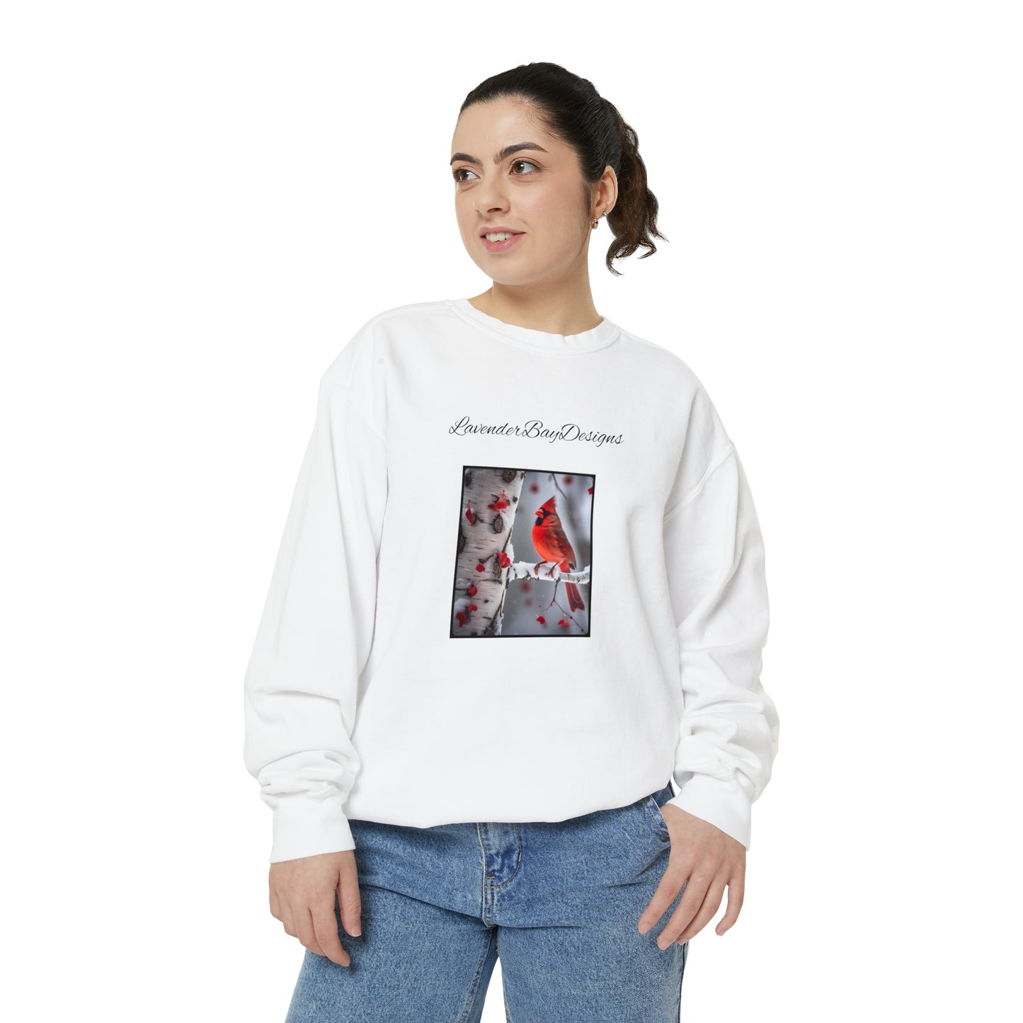 Cardinals in the Snow Unisex Garment-Dyed Sweatshirt