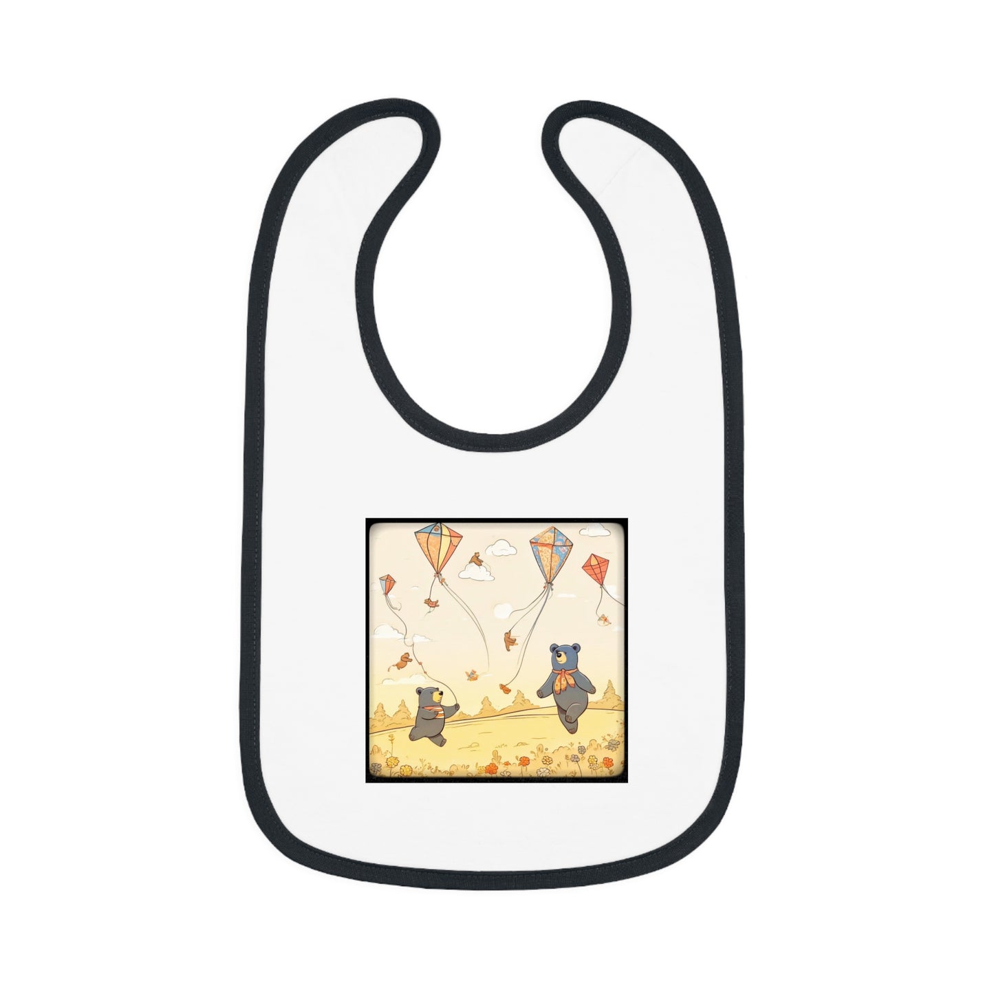 Bears and Kites Baby Contrast Trim Jersey Bib