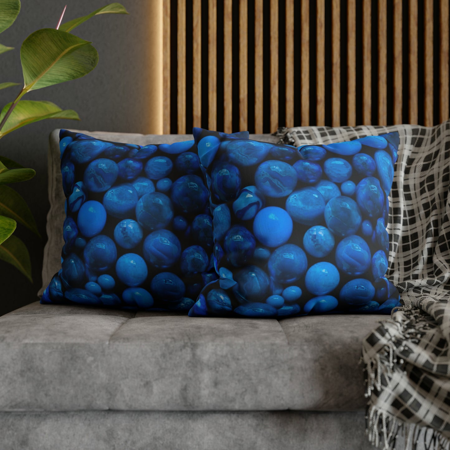 Blue Marbles Faux Suede Square Pillowcase