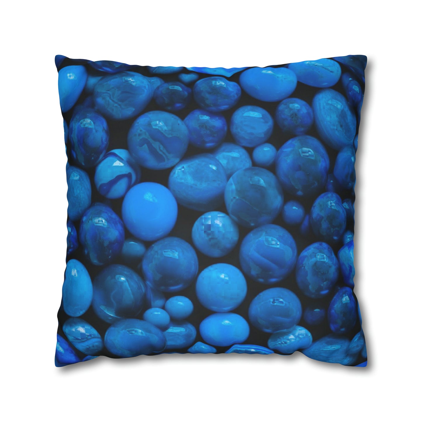 Blue Marbles Faux Suede Square Pillowcase