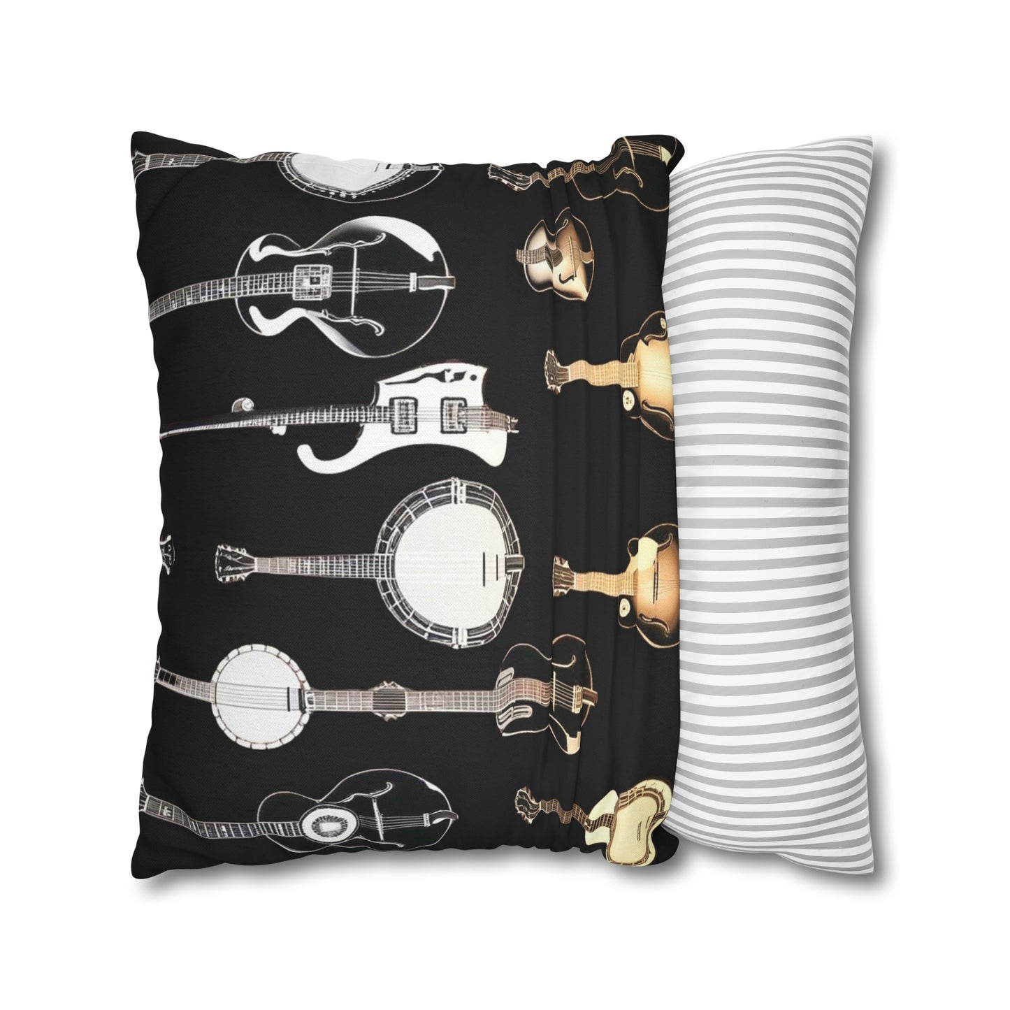 Banjos Guitars Spun Polyester Square Pillowcase