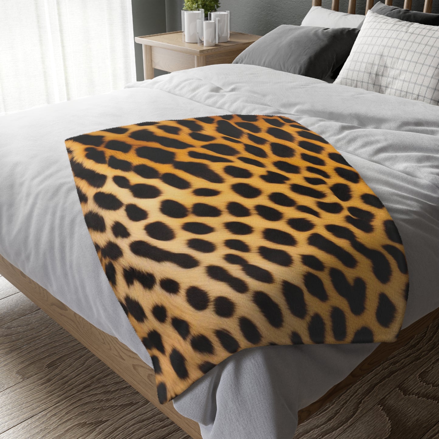 Cheetah fur Velveteen Microfiber Blanket (Two-sided print)