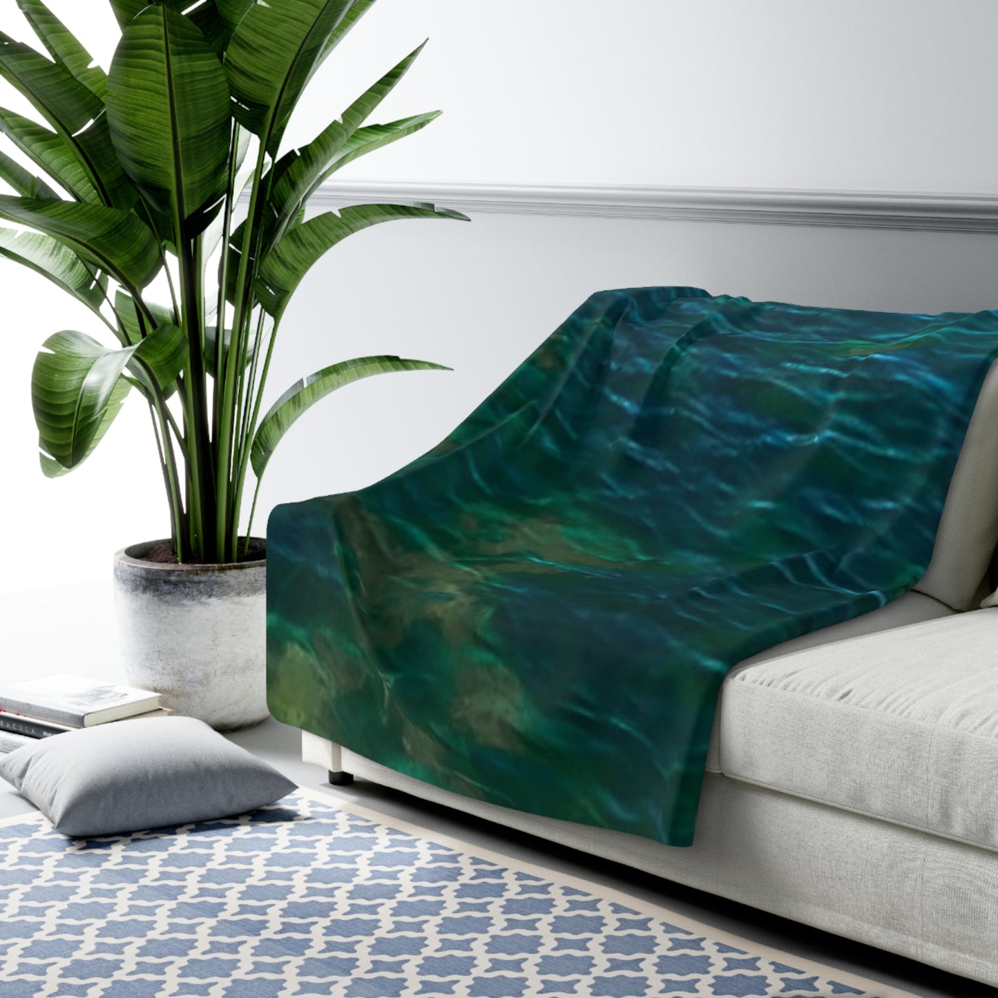 Deep Sea Green Sherpa Fleece Blanket