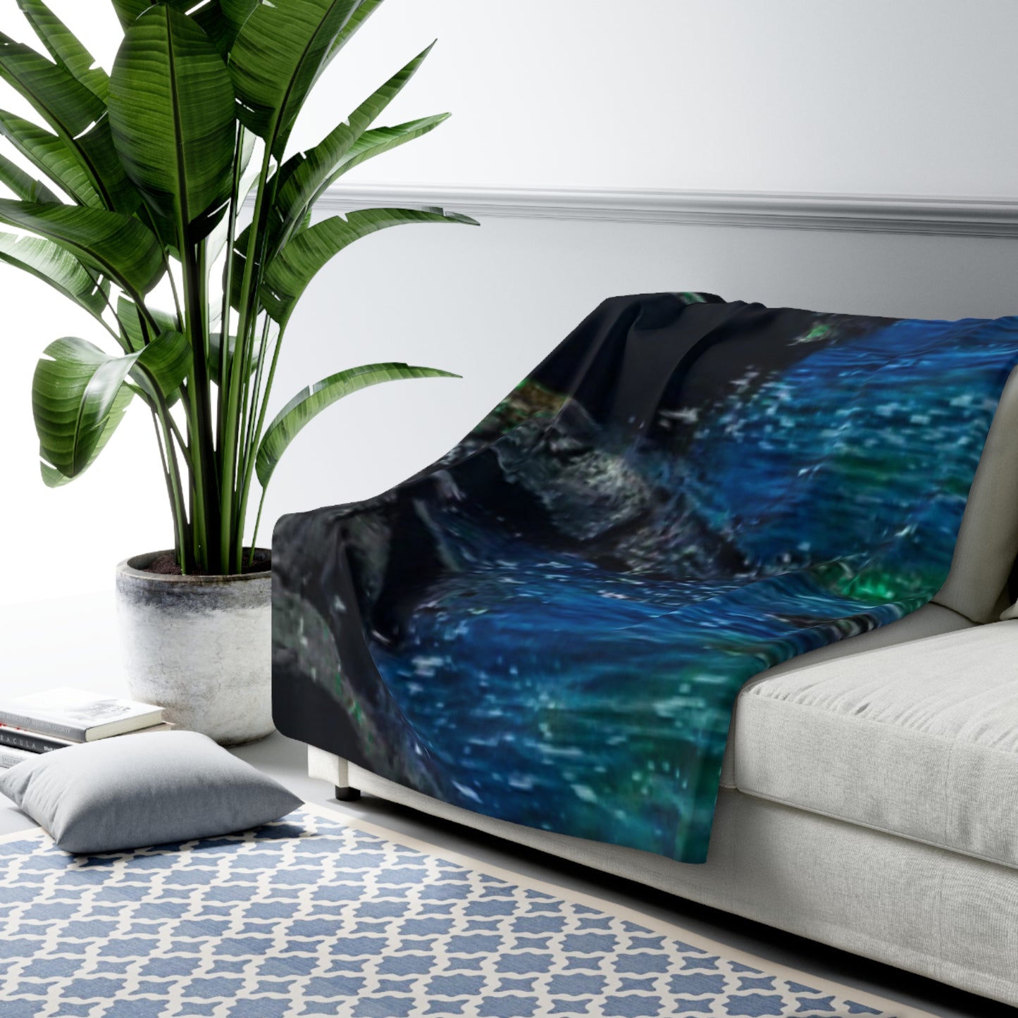 Deep Blue Marble Ocean Sherpa Fleece Blanket