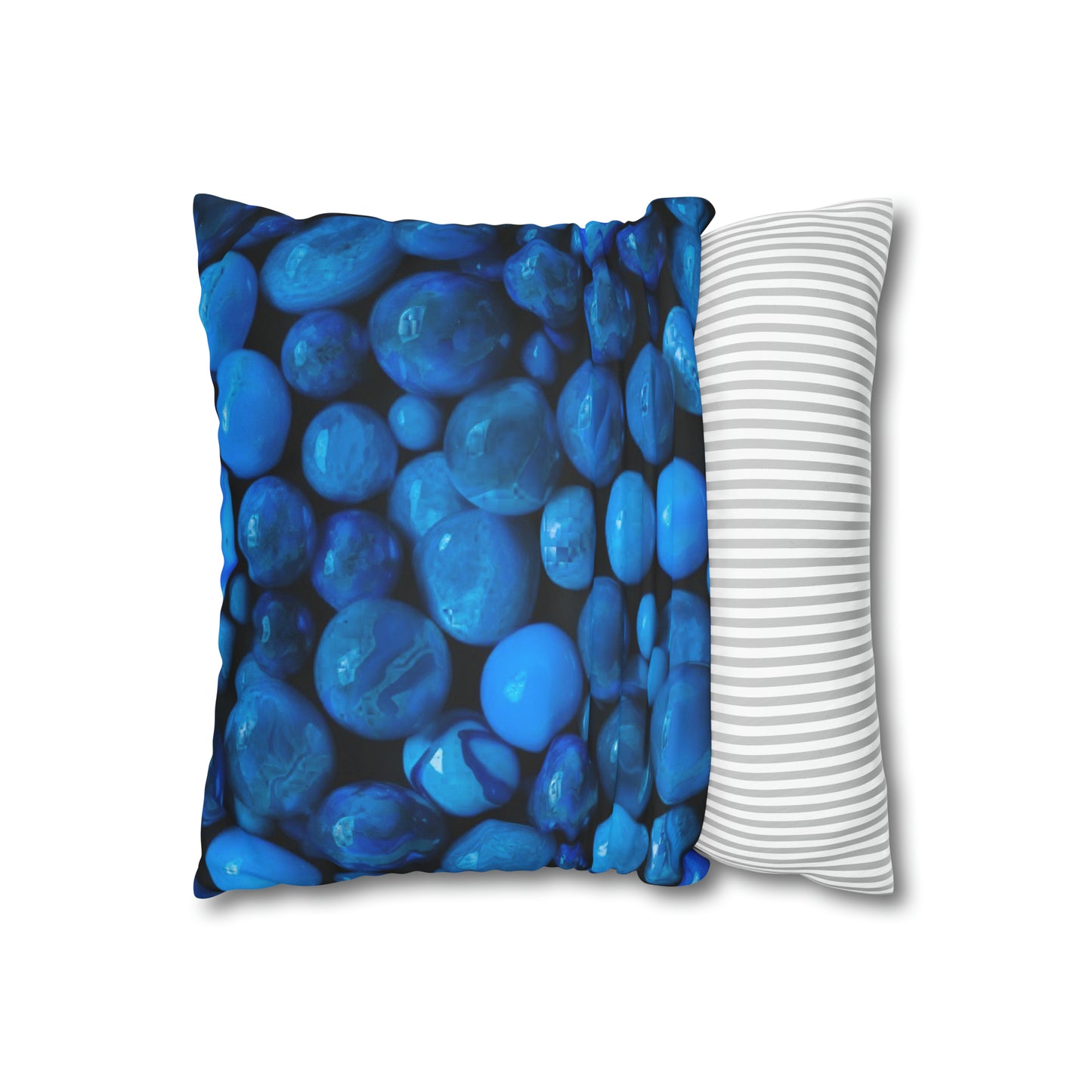 Blue Marbles Faux Suede Square Pillowcase