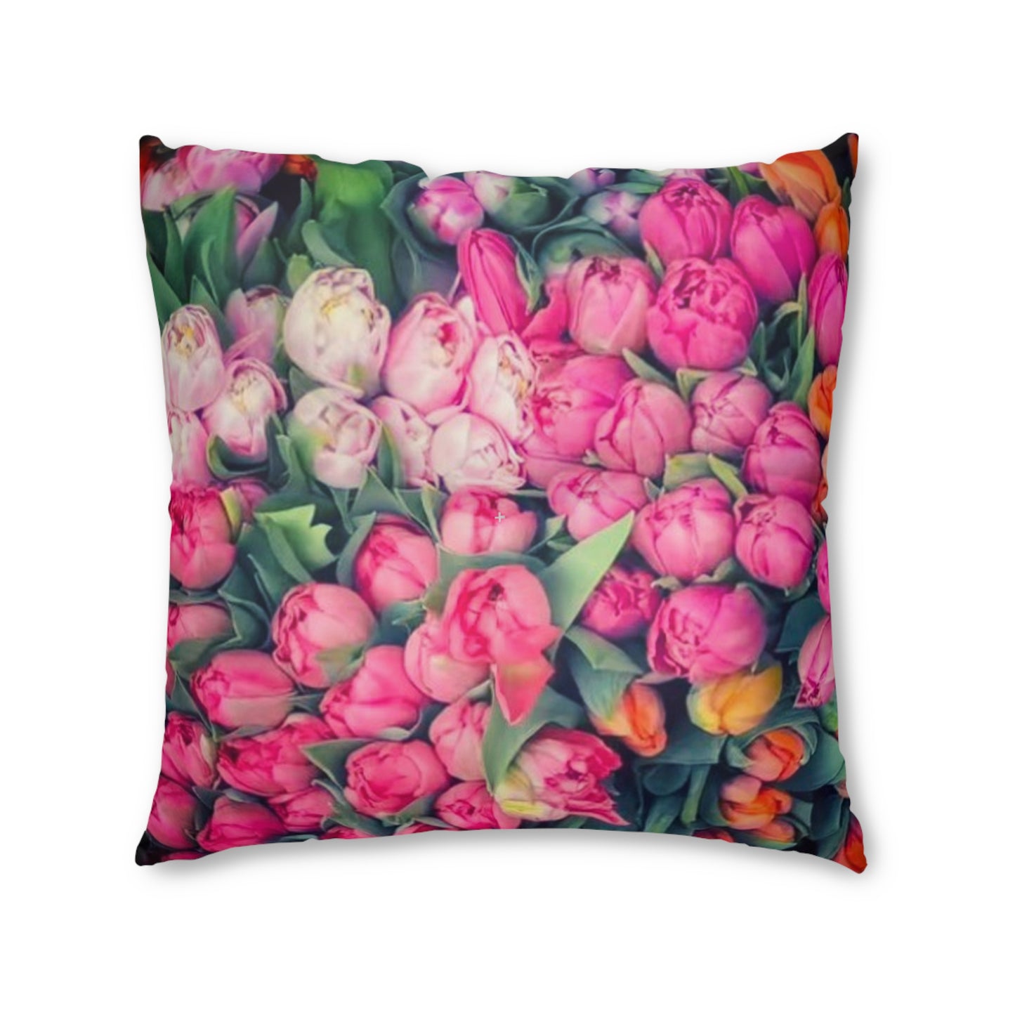 Roses Abundance Series Tufted Floor Pillow, Square