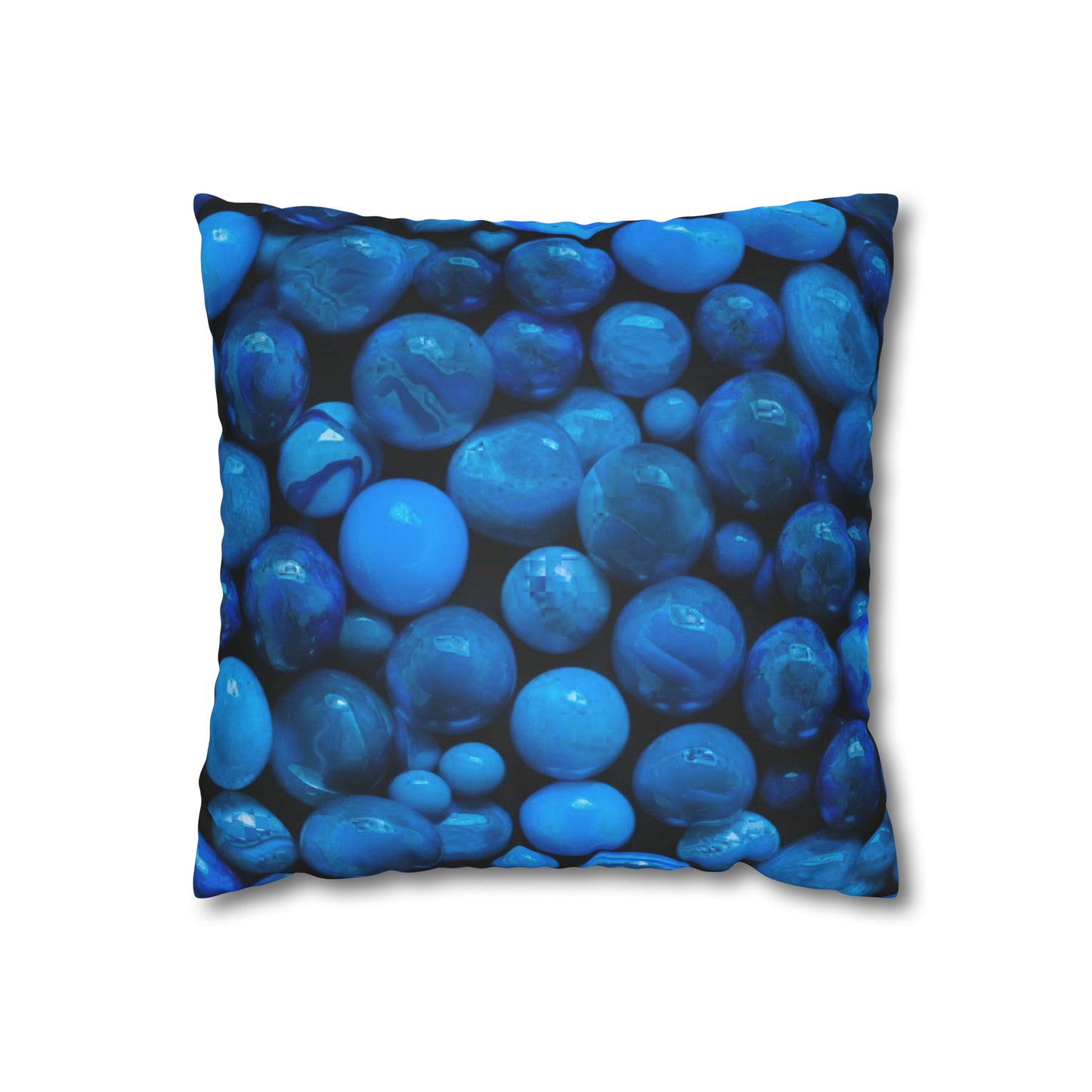 Blue Marbles Faux Suede Square Pillowcase