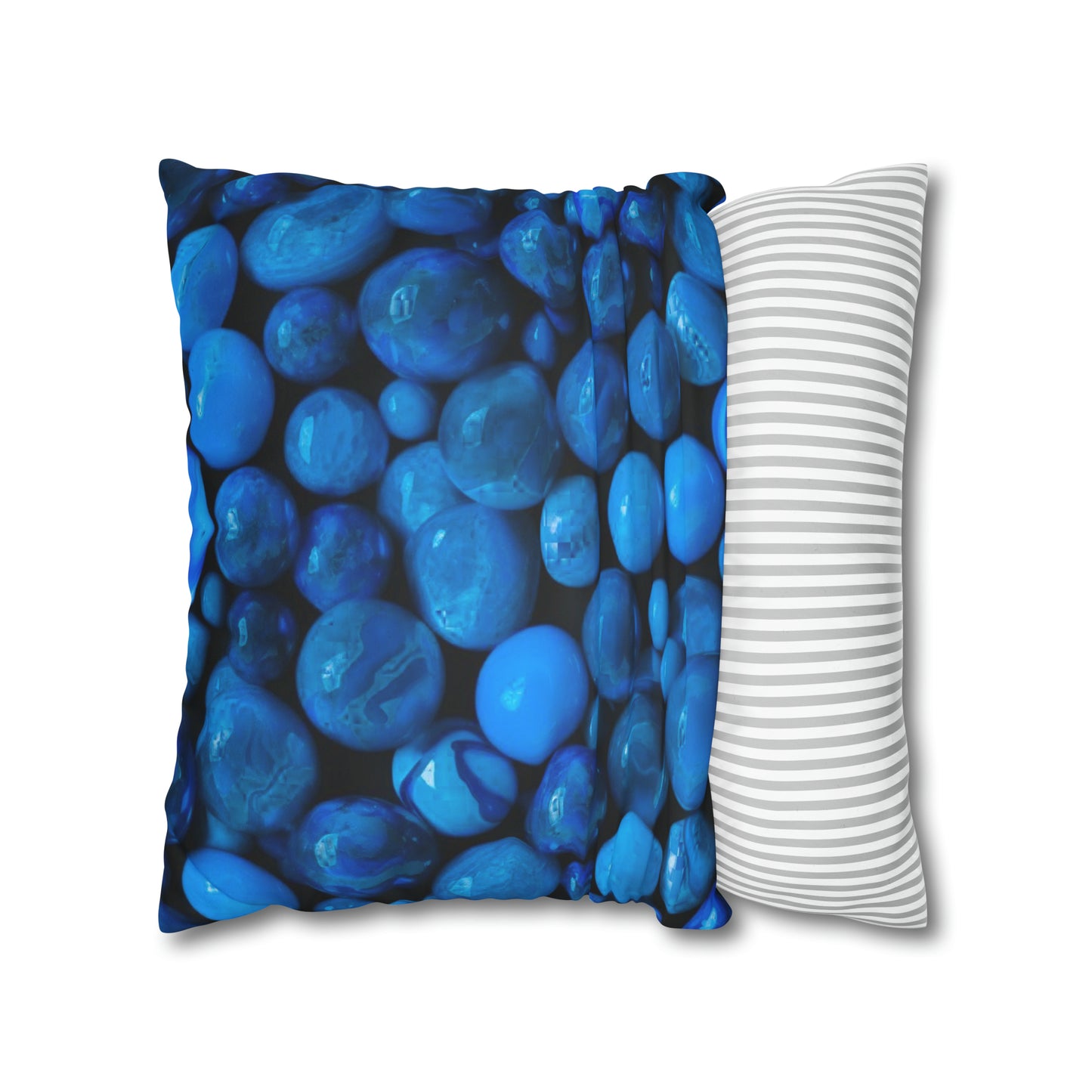 Blue Marbles Faux Suede Square Pillowcase