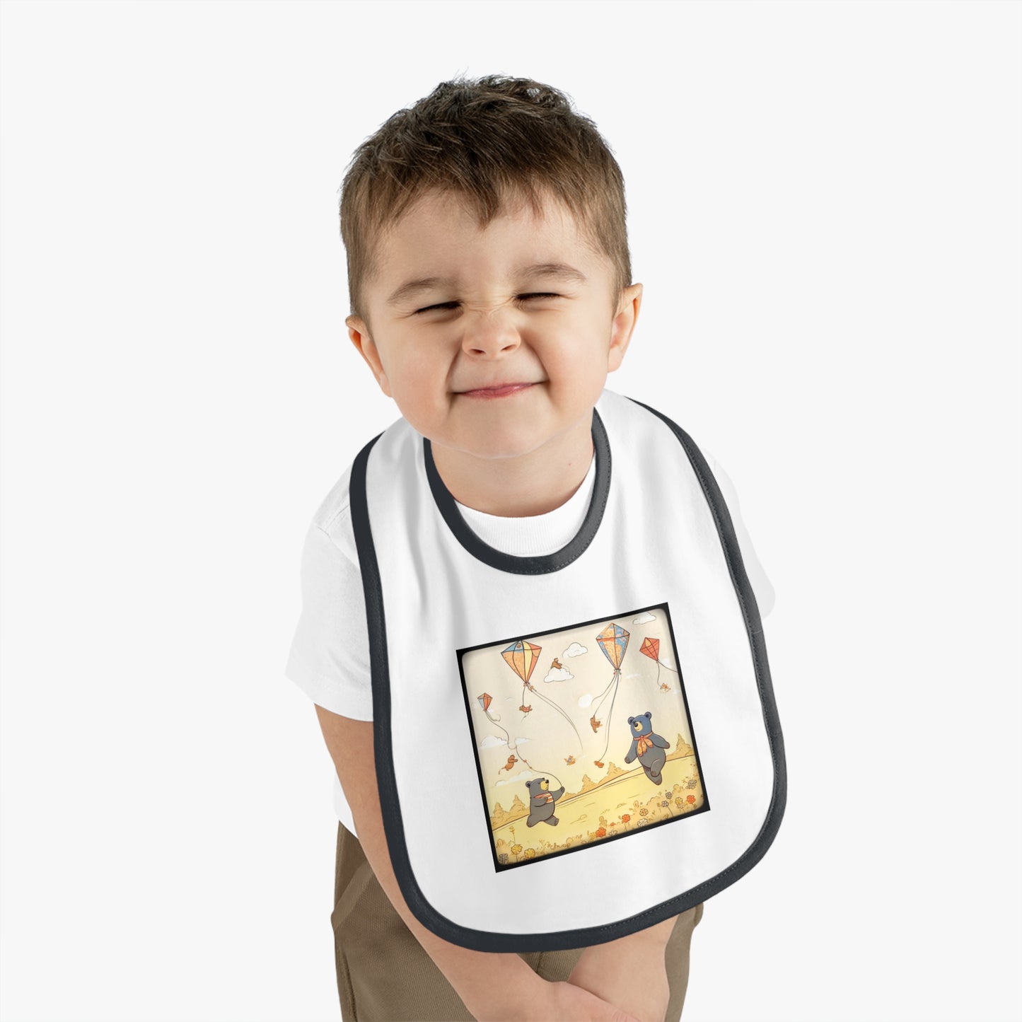 Bears and Kites Baby Contrast Trim Jersey Bib