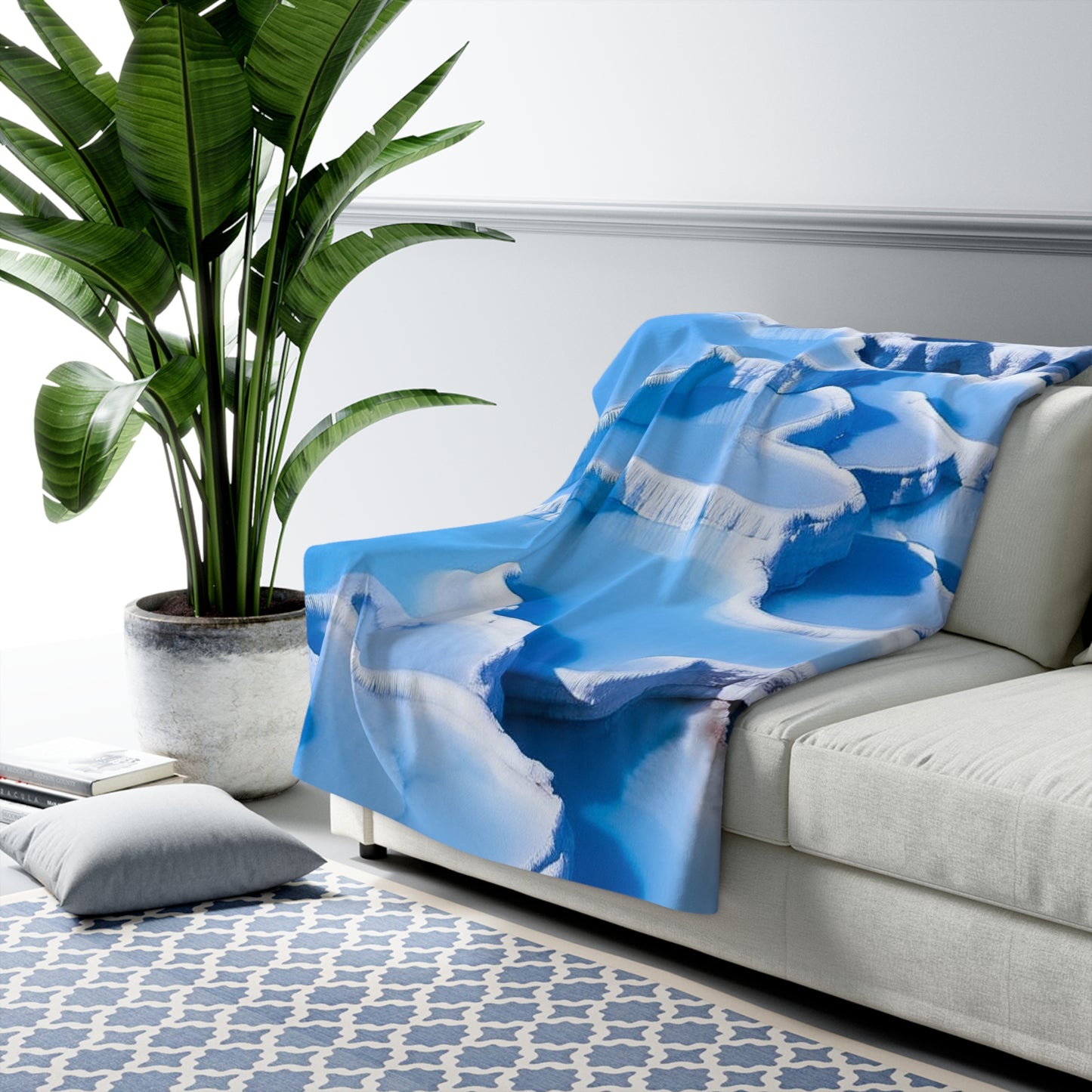 Sweet Aqua Blue and Jade Sherpa Fleece Blanket