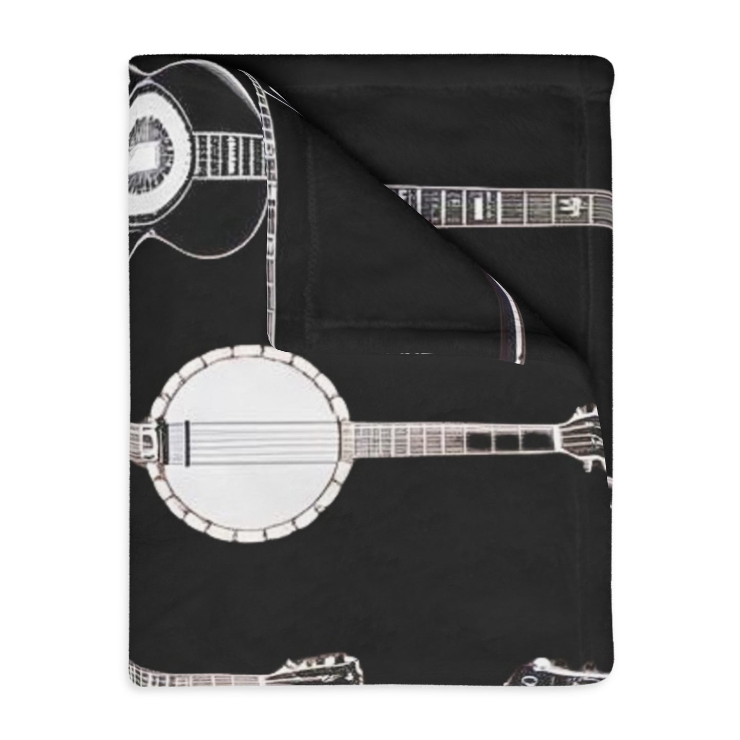 Banjo Guitar Velveteen Microfiber Blanket (Two-sided print)