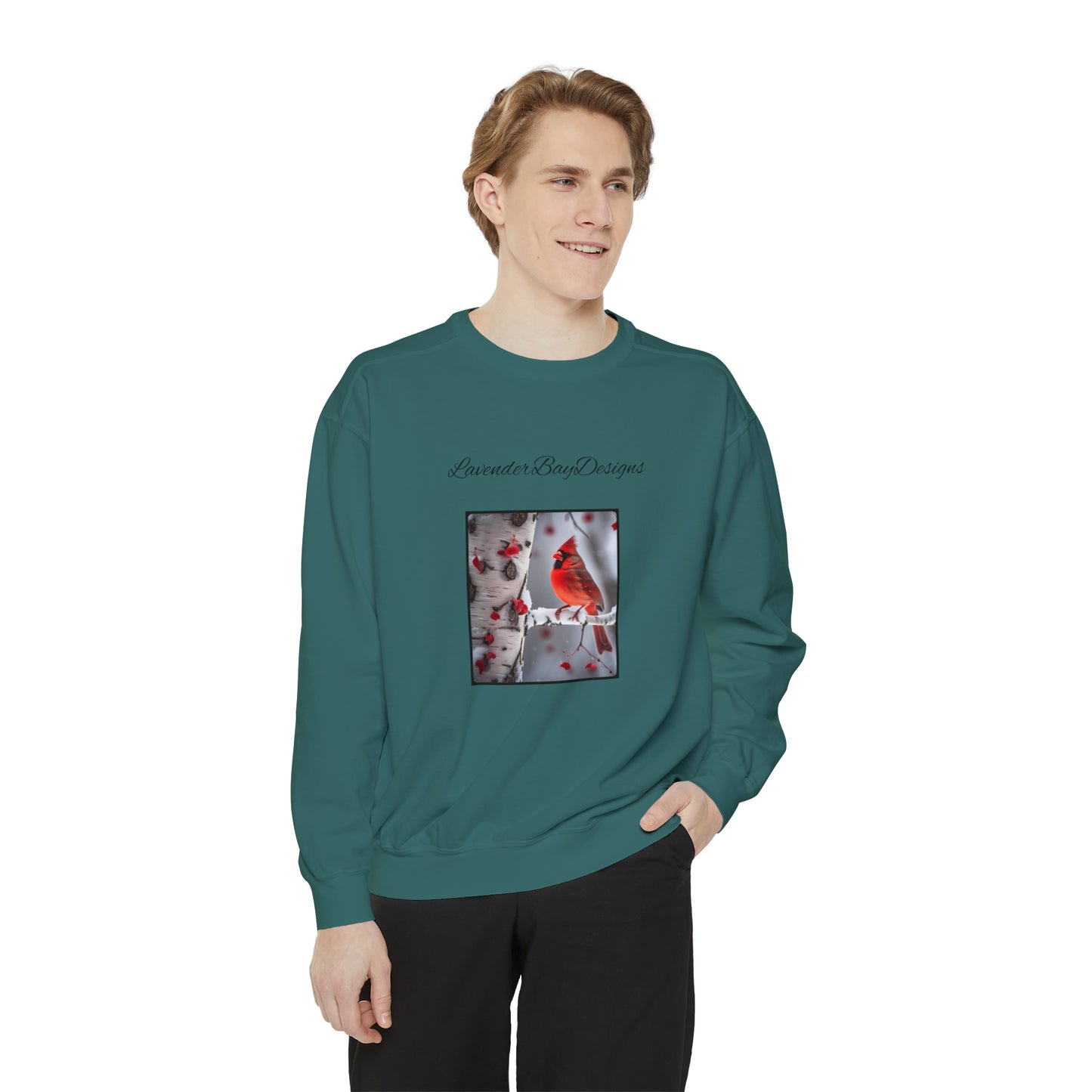 Cardinals in the Snow Unisex Garment-Dyed Sweatshirt