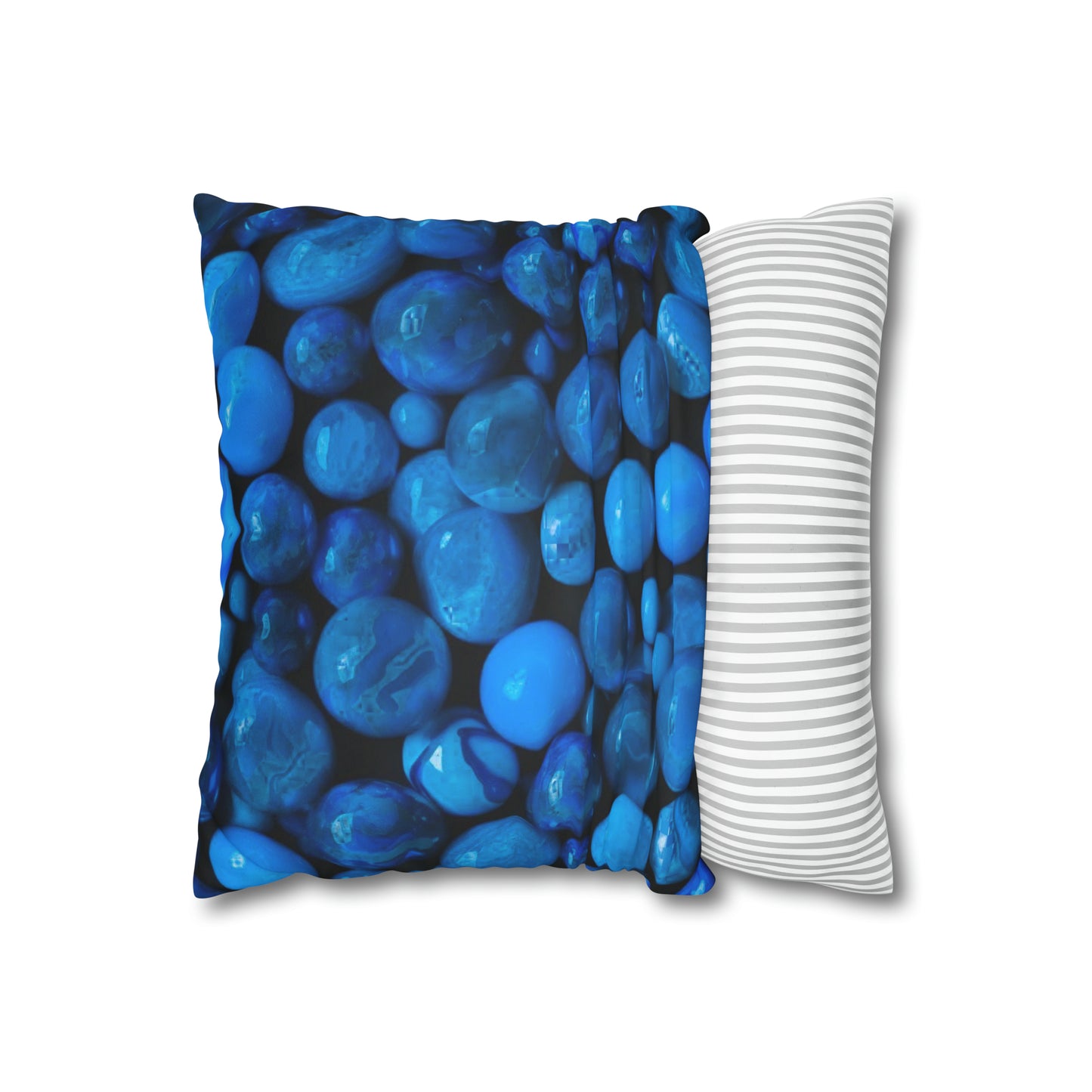 Blue Marbles Faux Suede Square Pillowcase