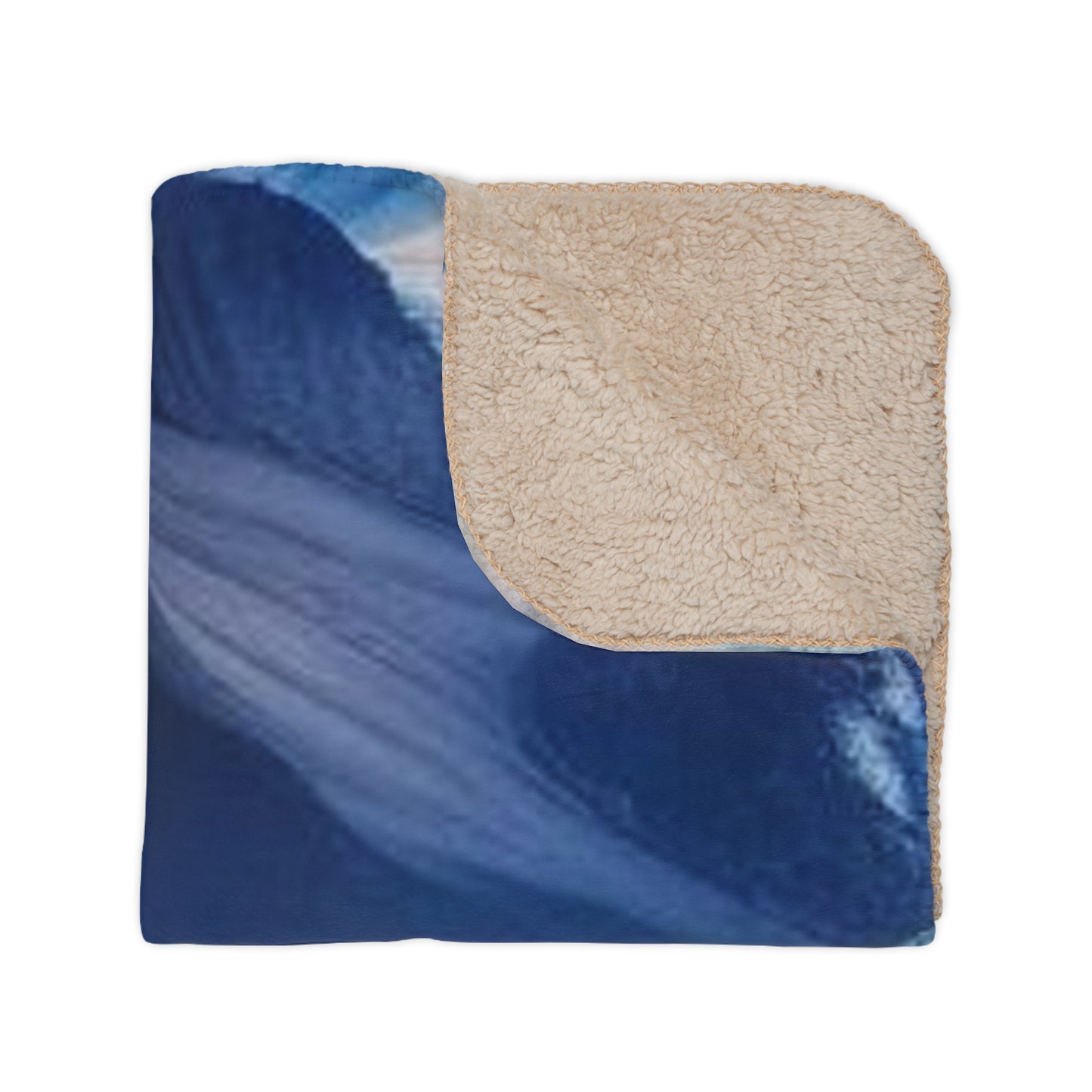 Ice Blues Tan Sherpa Blanket