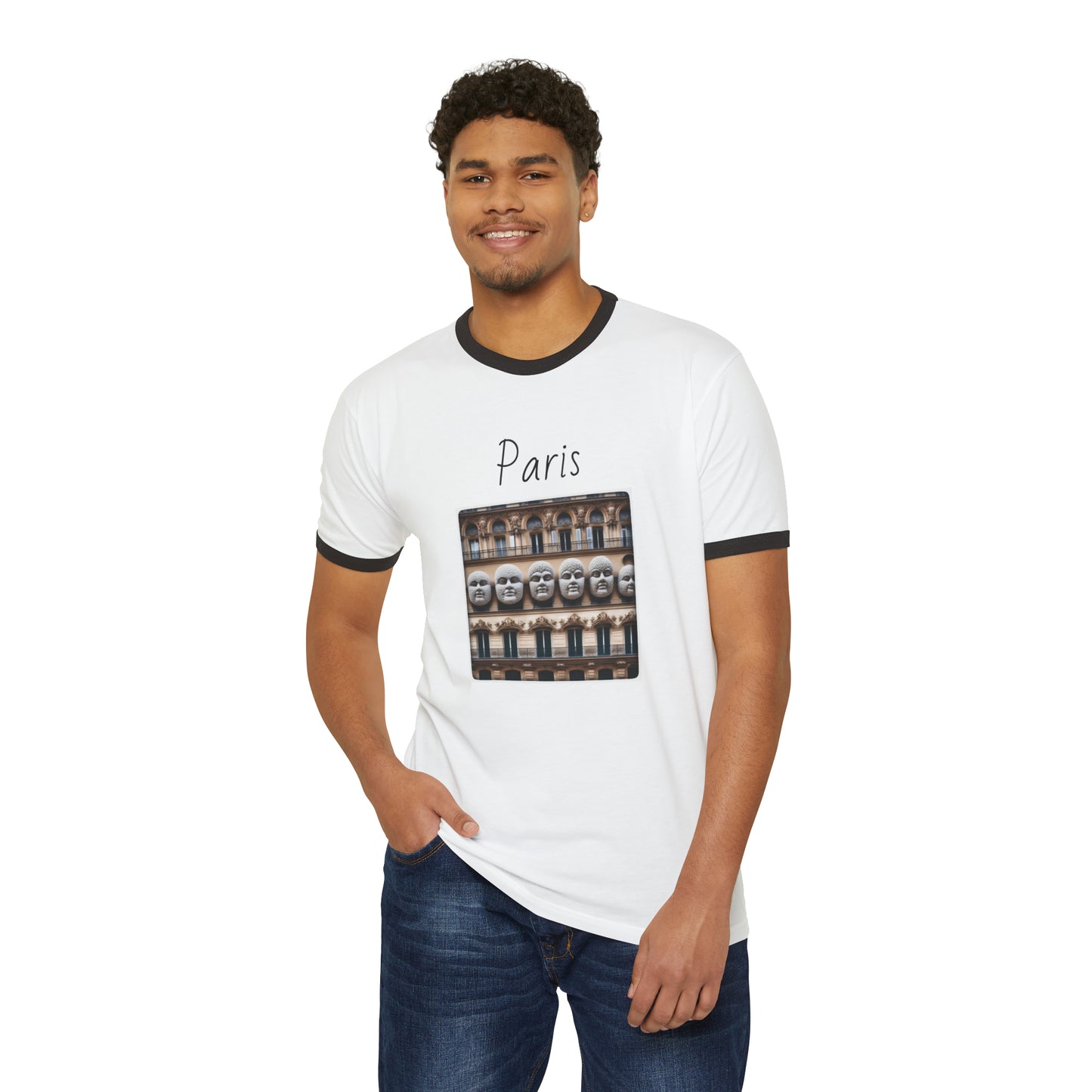 Paris Unisex Cotton Ringer T-Shirt