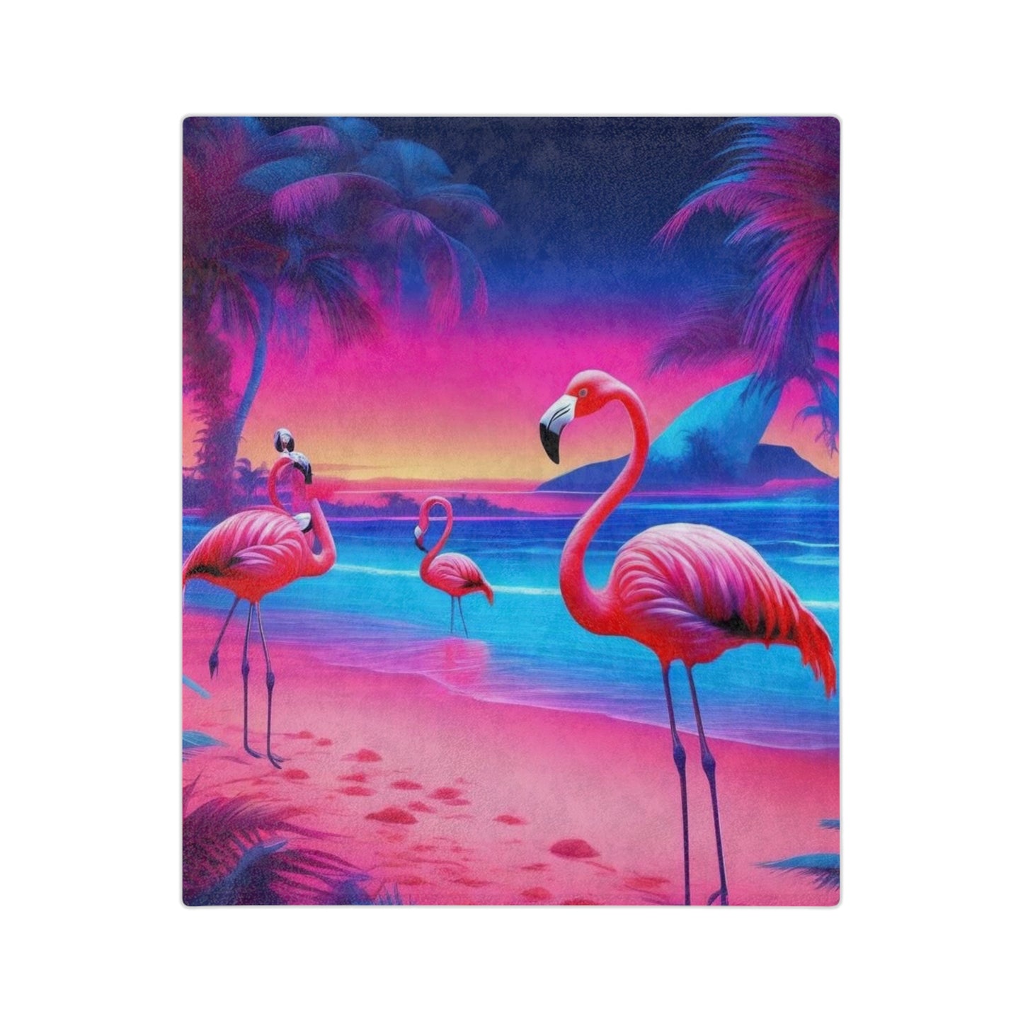 Pink Flamingo Velveteen Microfiber Blanket