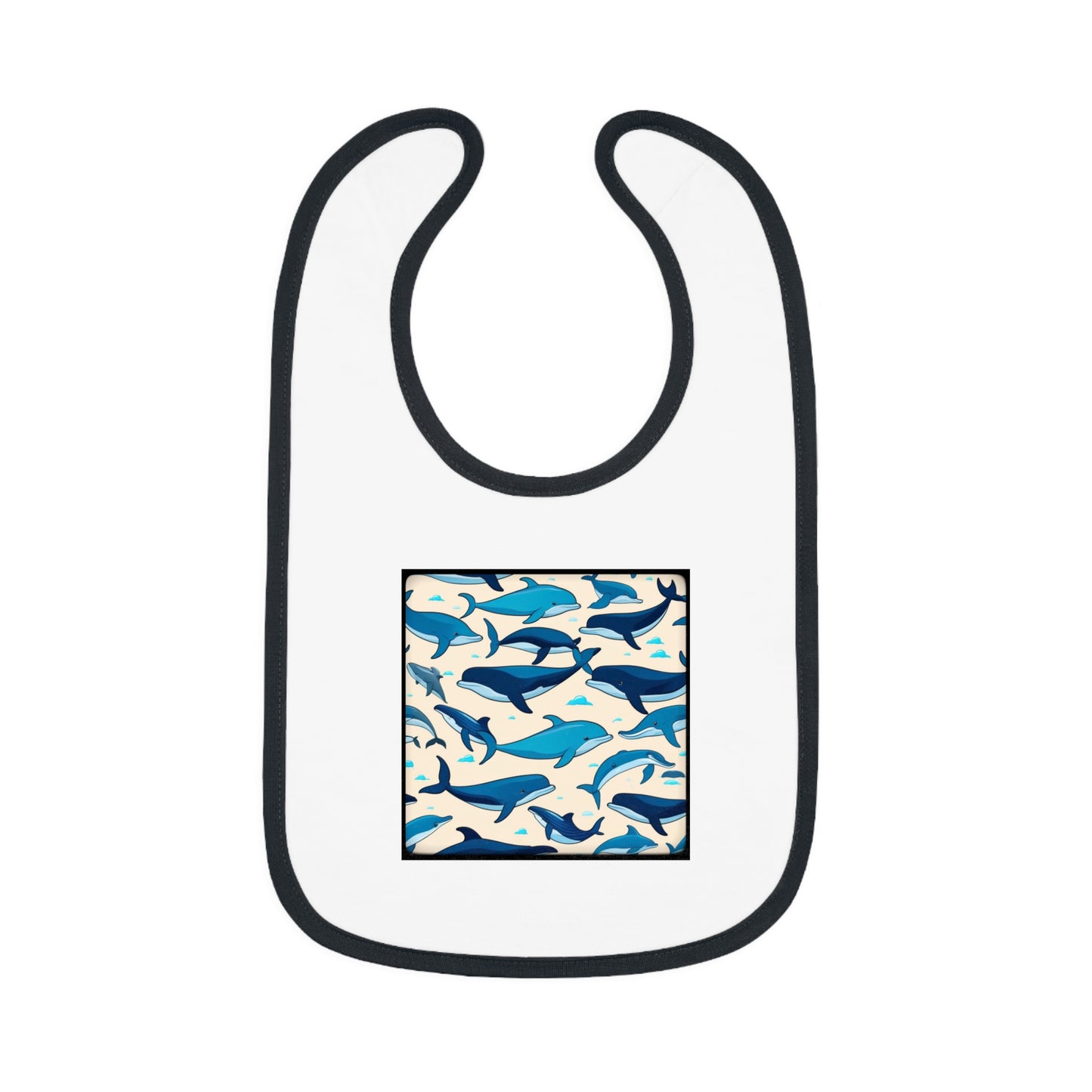 Whales Baby Contrast Trim Jersey Bib