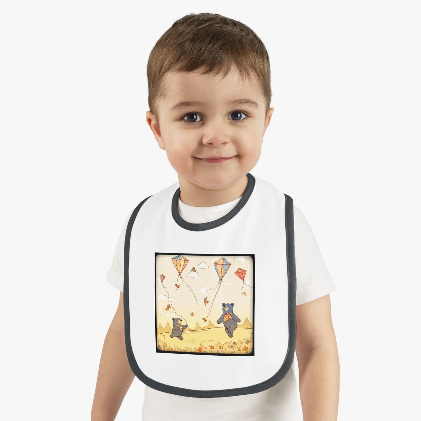 Bears and Kites Baby Contrast Trim Jersey Bib