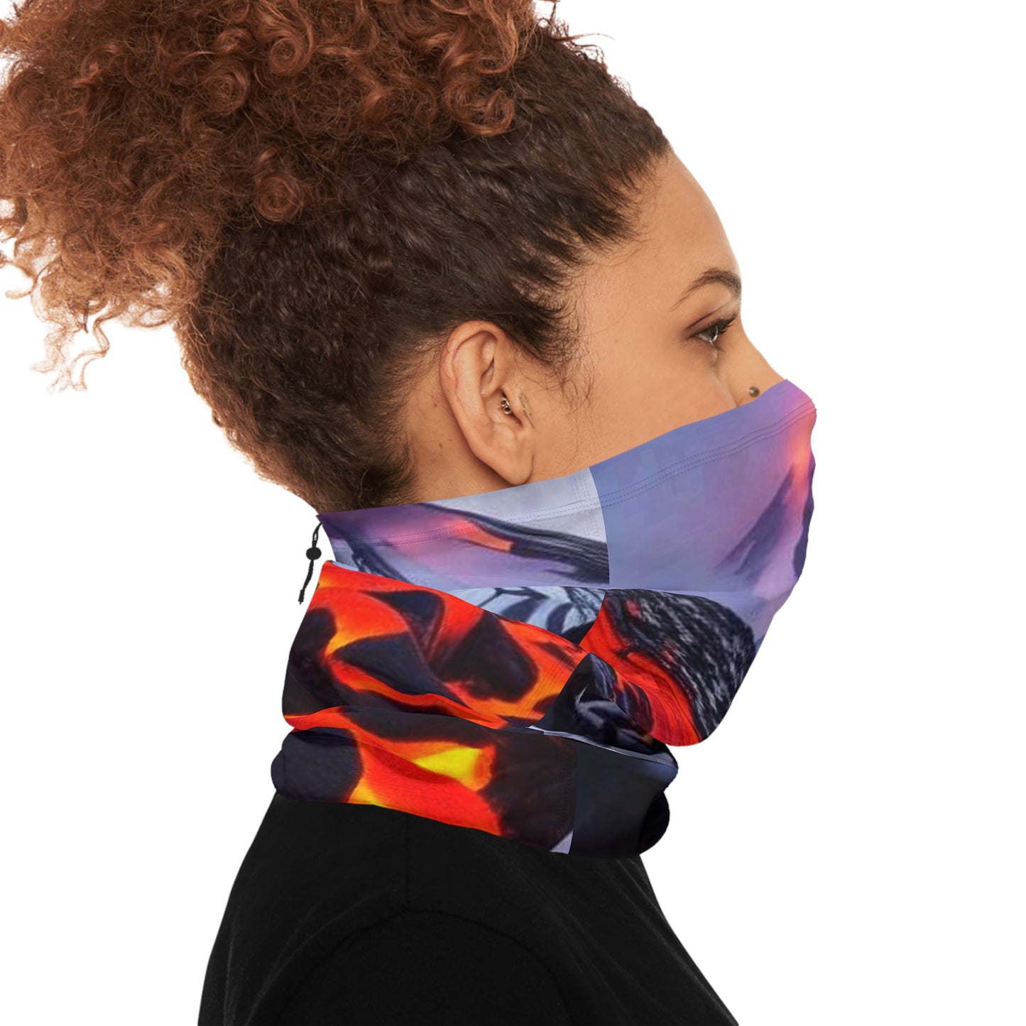 Fire and Ice Winter Neck Gaiter With Drawstring