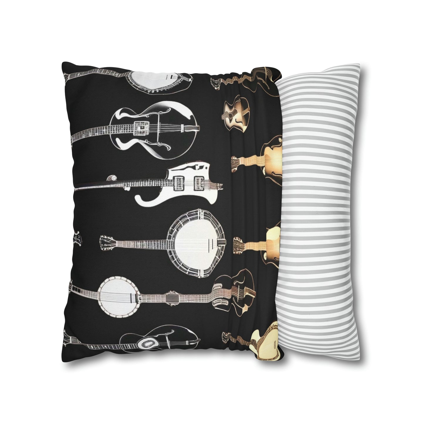 Banjos Guitars Spun Polyester Square Pillowcase