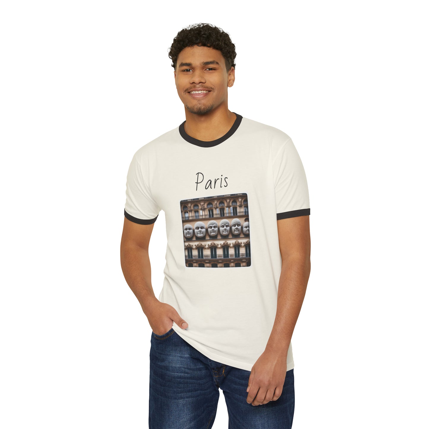 Paris Unisex Cotton Ringer T-Shirt