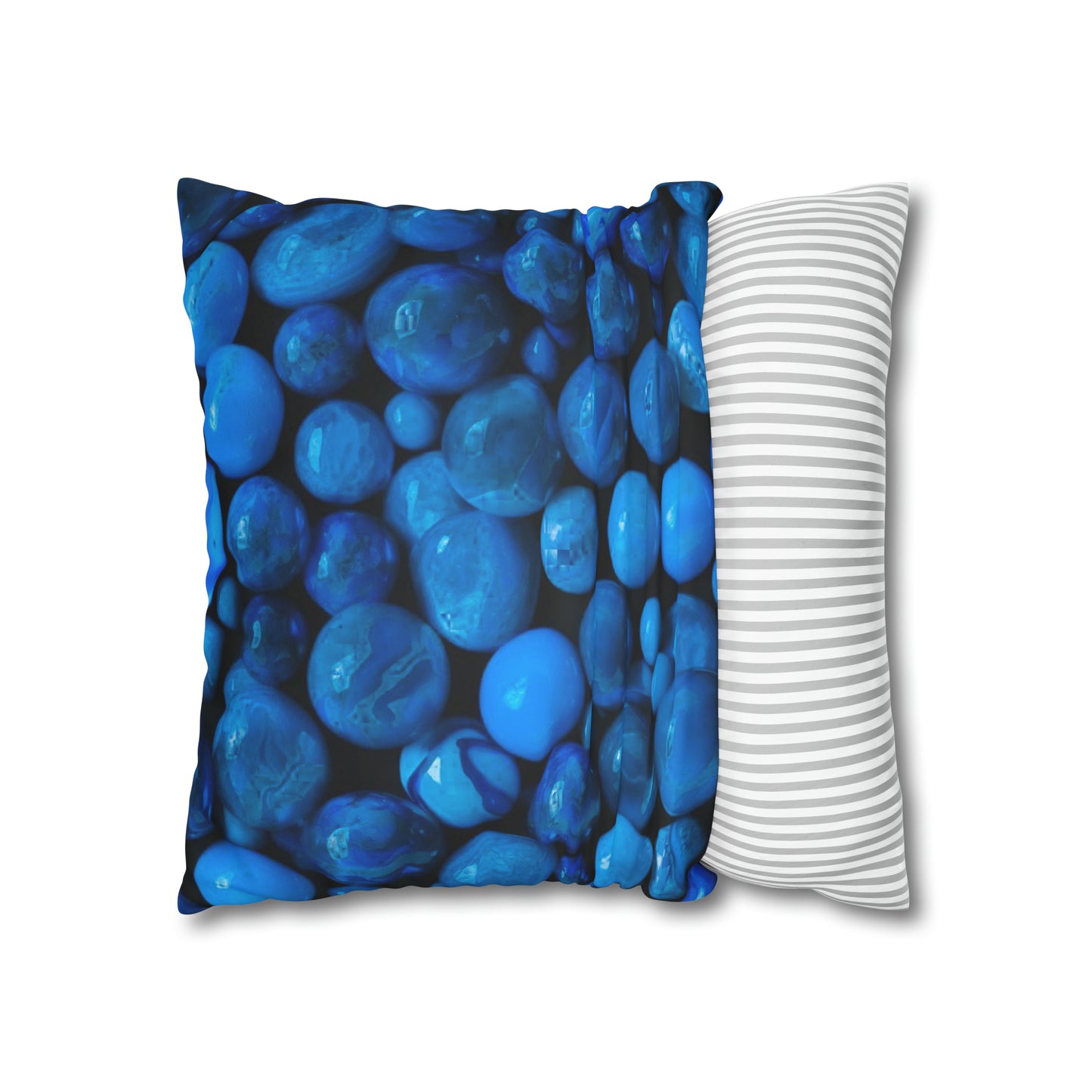 Blue Marbles Faux Suede Square Pillowcase