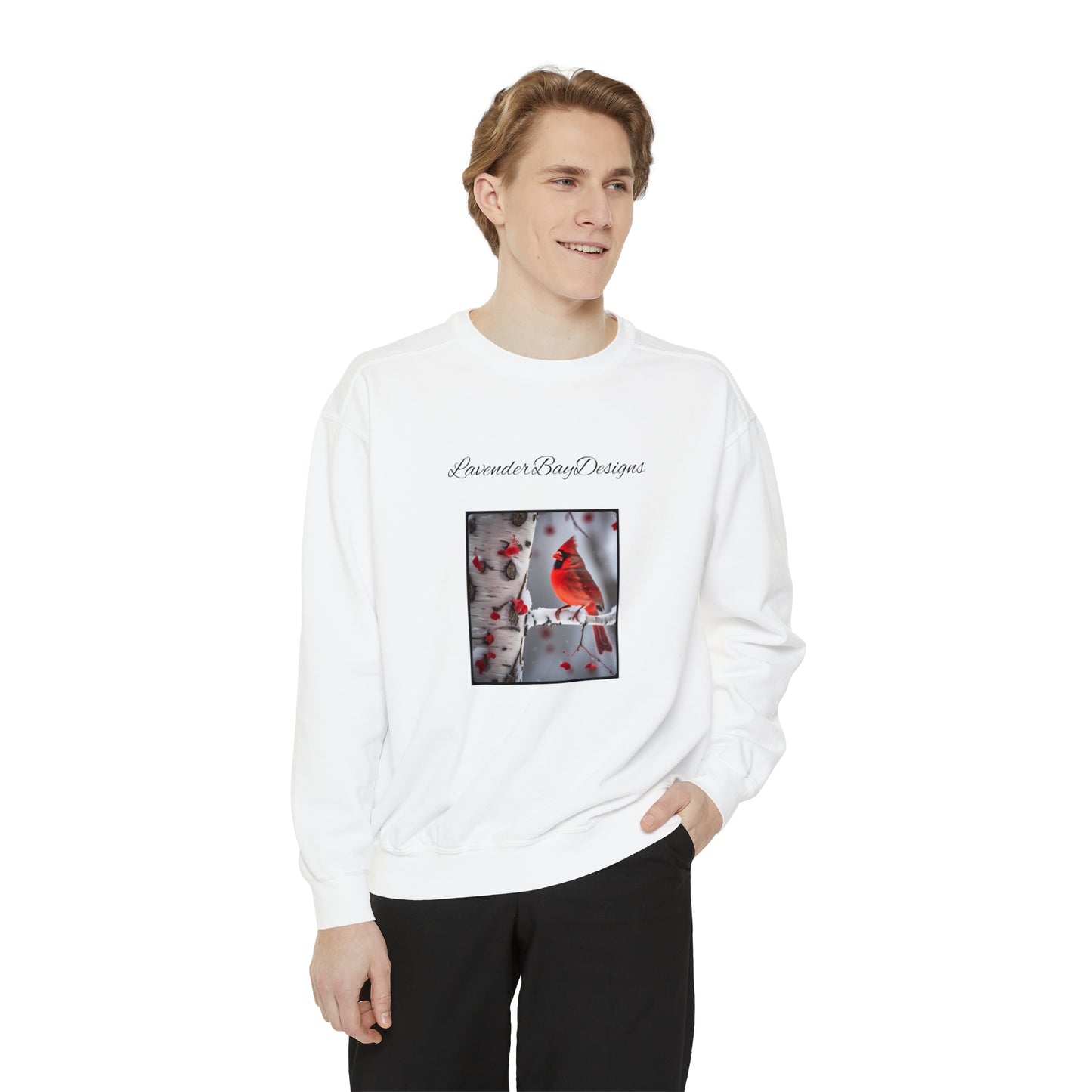 Cardinals in the Snow Unisex Garment-Dyed Sweatshirt