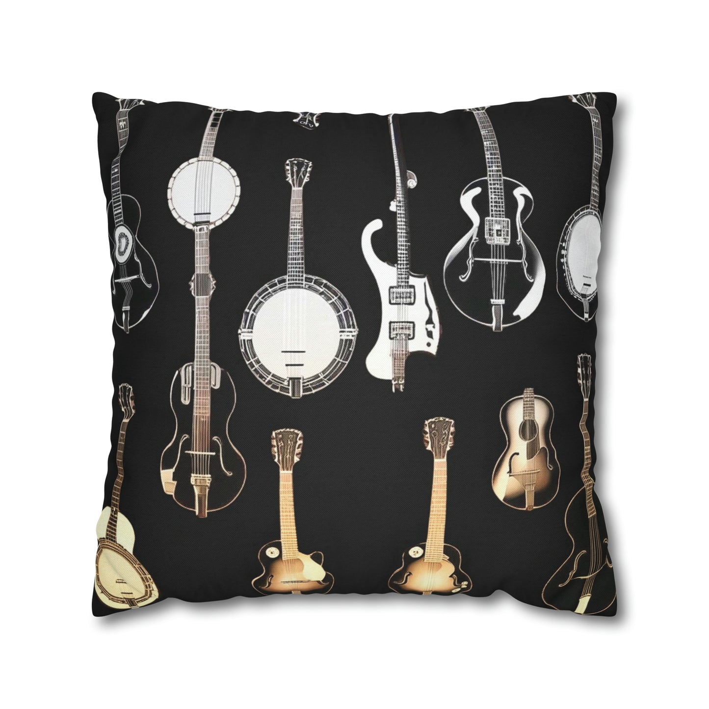 Banjos Guitars Spun Polyester Square Pillowcase